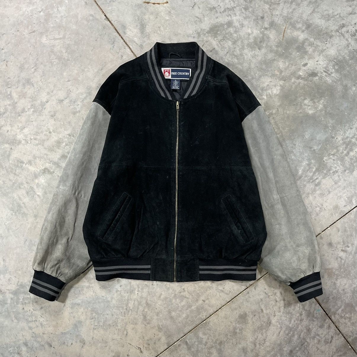 Free Country Vintage Leather Varsity Jacket Suede Two Tone Bomber Blank Size US XL / EU 56 / 4 - 1 Thumbnail
