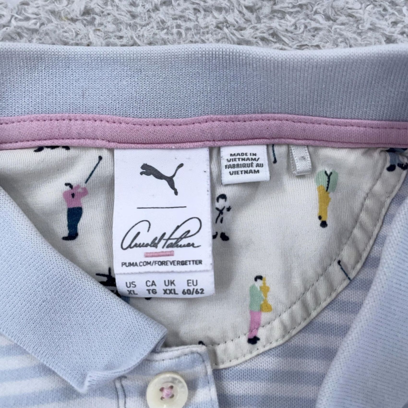 Puma Puma x Arnold Palmer Polo Shirt Mens XL Light Blue White Striped Golf Shirt Polo Short Sleeve Size US XL / EU 56 / 4 - 4 Thumbnail