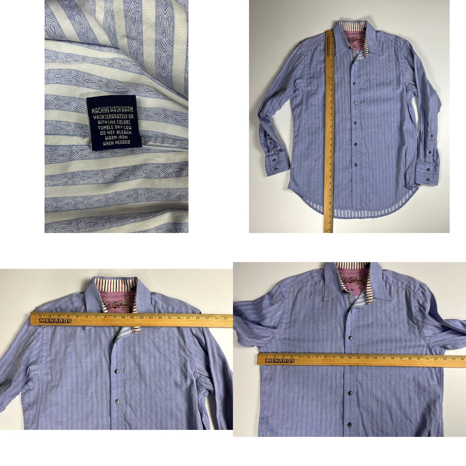 Robert Graham Robert Graham Button-Up Shirt Mens Striped Size M Violet 100% Cotton Woven Long Sleeve, Collared, Regular Fit, XS? Size US M / EU 48-50 / 2 - 9 Thumbnail