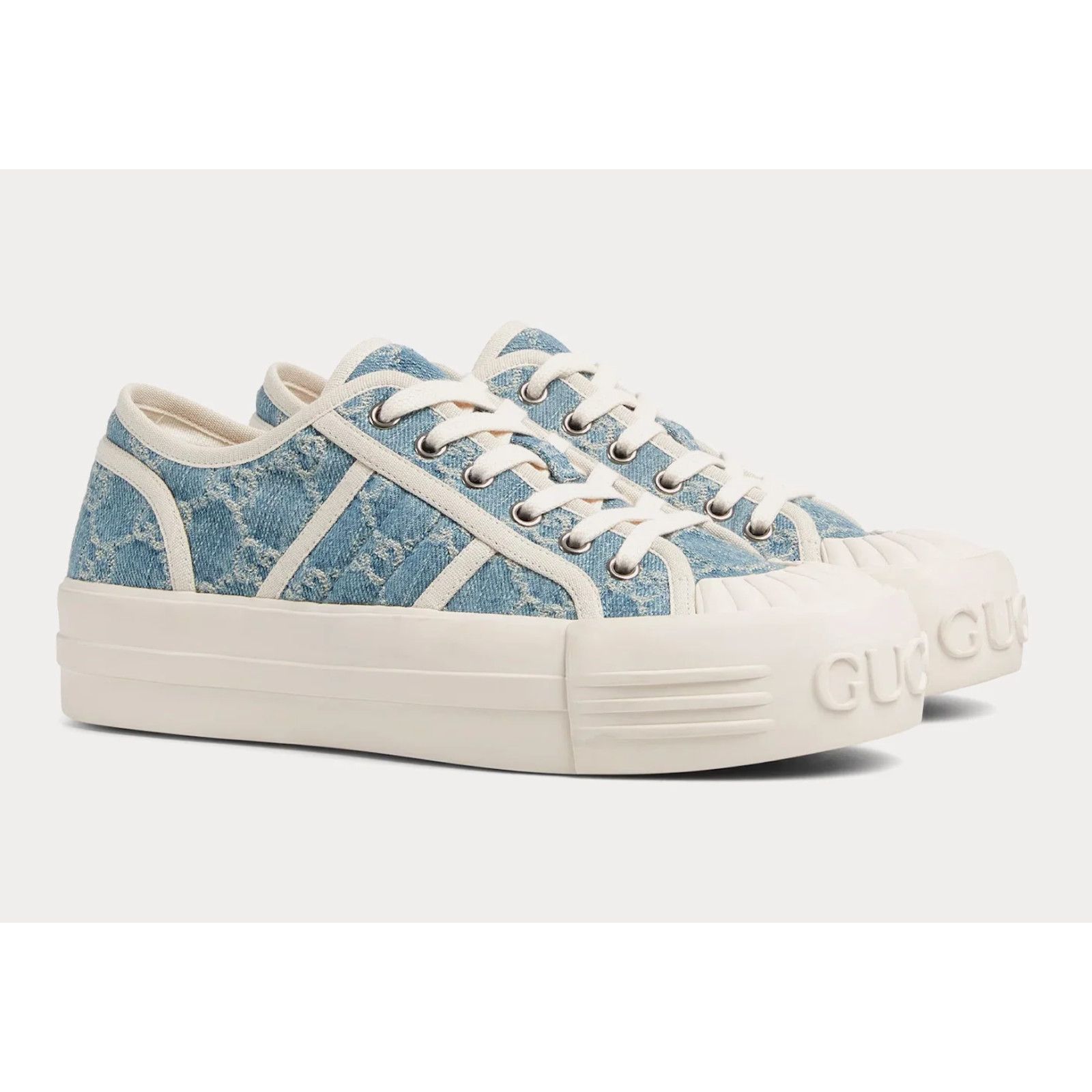 Gucci Gucci Chunky Monogram GG Blue Denim Platform Sneakers 36.5 Size US 6.5 / IT 36.5 - 1 Thumbnail