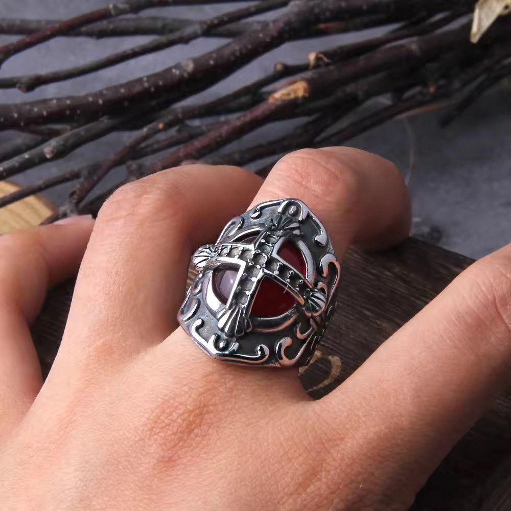 Jewelry Cross Shape Ring ( size 7 to 13 ) Size ONE SIZE - 1 Thumbnail