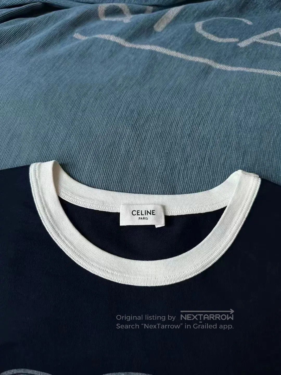 Celine celine blue and white short sleeve tee. Size S / US 4 / IT 40 - 2 Thumbnail