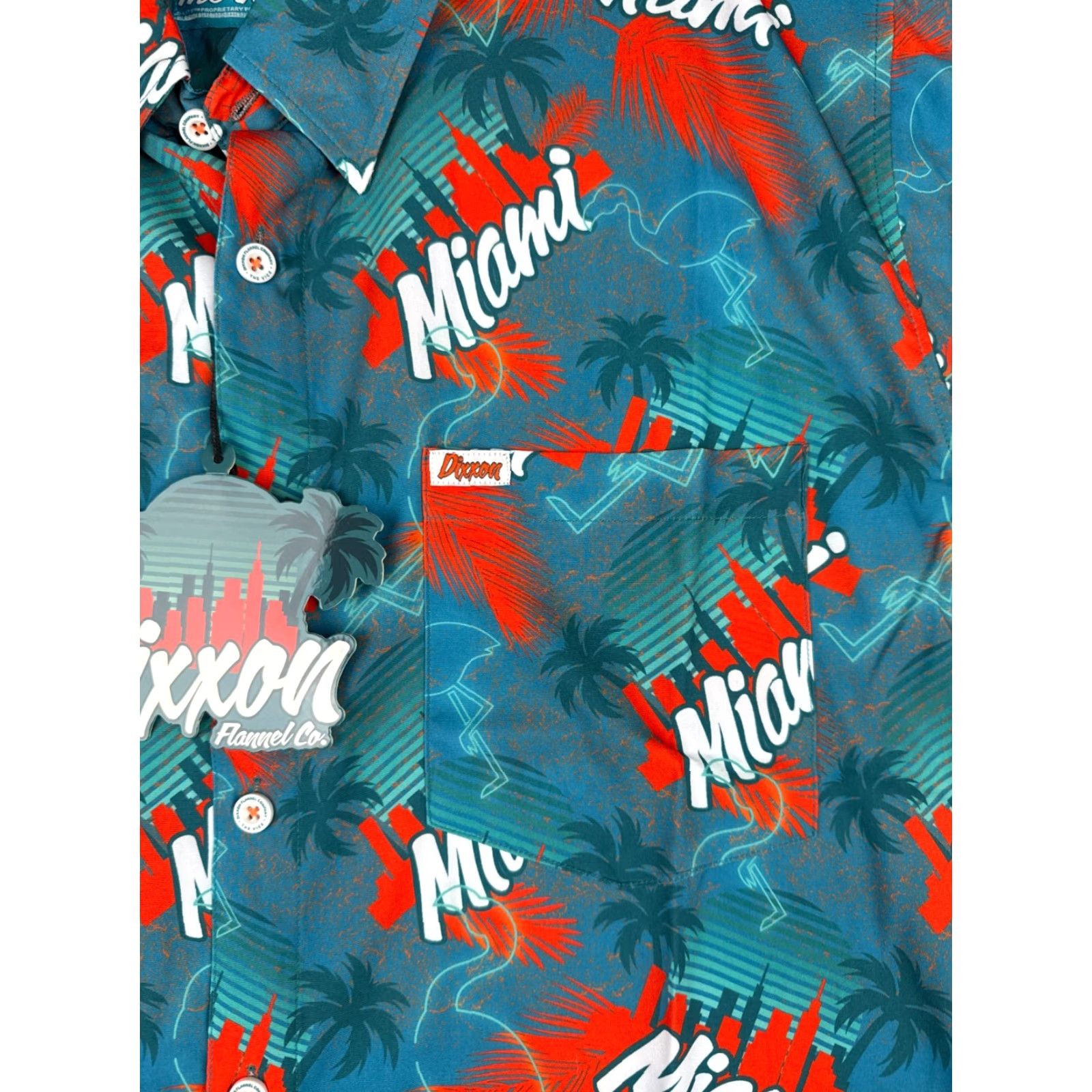 Vintage Dixxon Party Shirt Men 2XL Blue Red The Vice Miami Flamingo Floral Short Sleeve Button-Up Hawaiian 90s Printed Mens Size US XXL / EU 58 / 5 - 6 Thumbnail