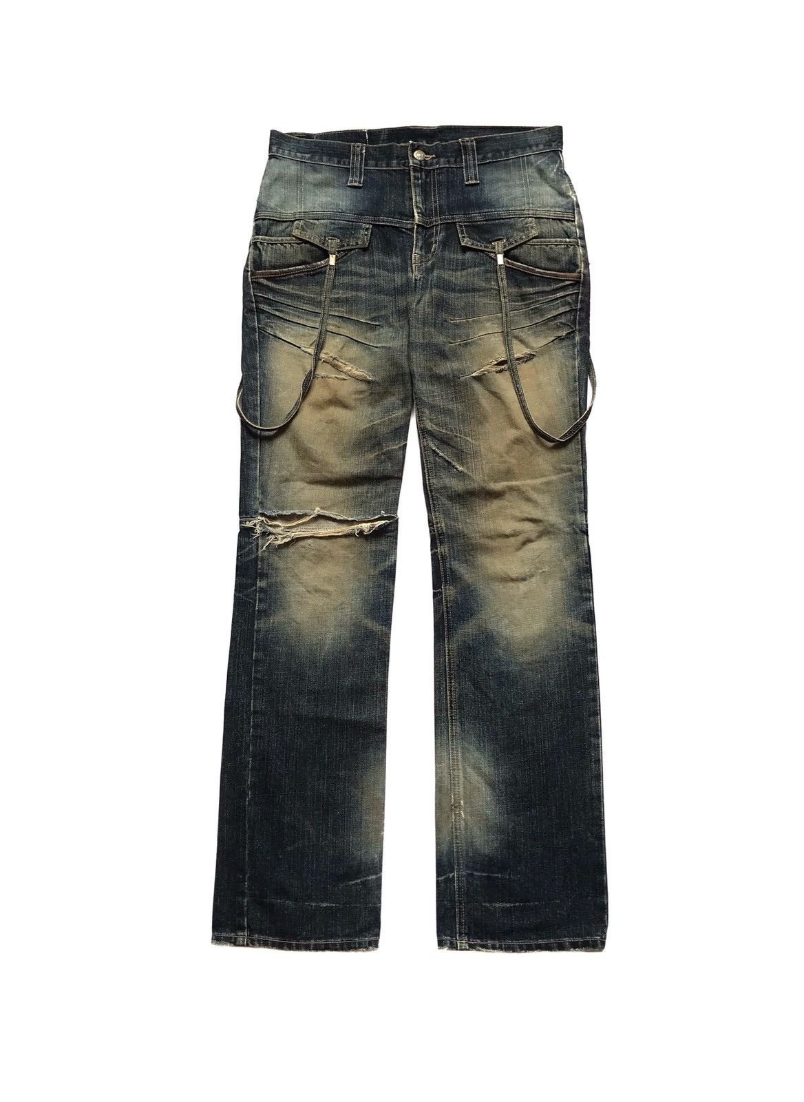 image of 20471120 x If Six Was Nine Ppfm Double Waist Distressed Jeans in Blue, Men's (Size 31)