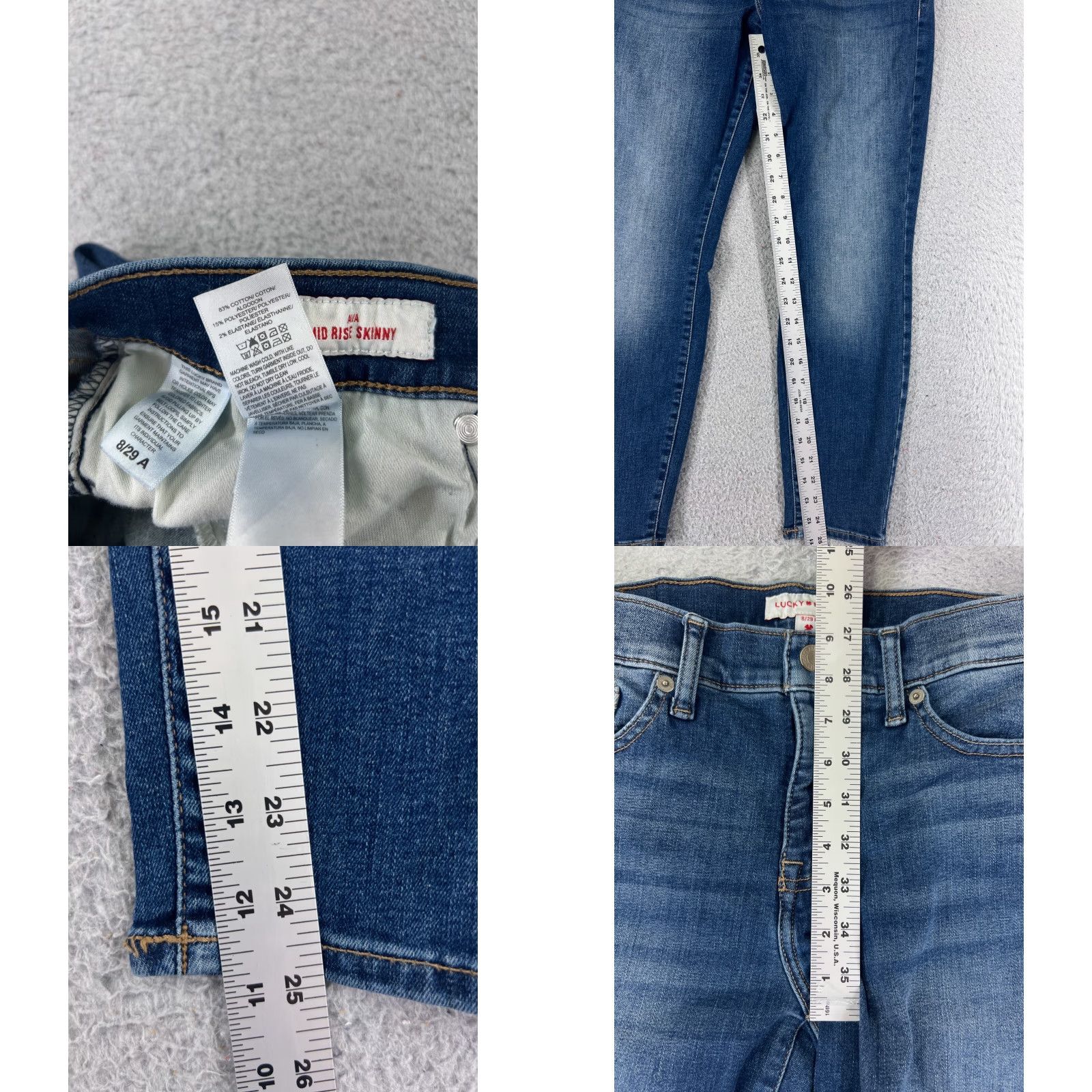 Vintage VINTAGE not applicable; rely on original: "Lucky Pants Womens 8 Blue Denim Jeans Ava Mid Rise Skinny Cotton Blend 29x25" Size 30" / US 8 / IT 44 - 8 Thumbnail