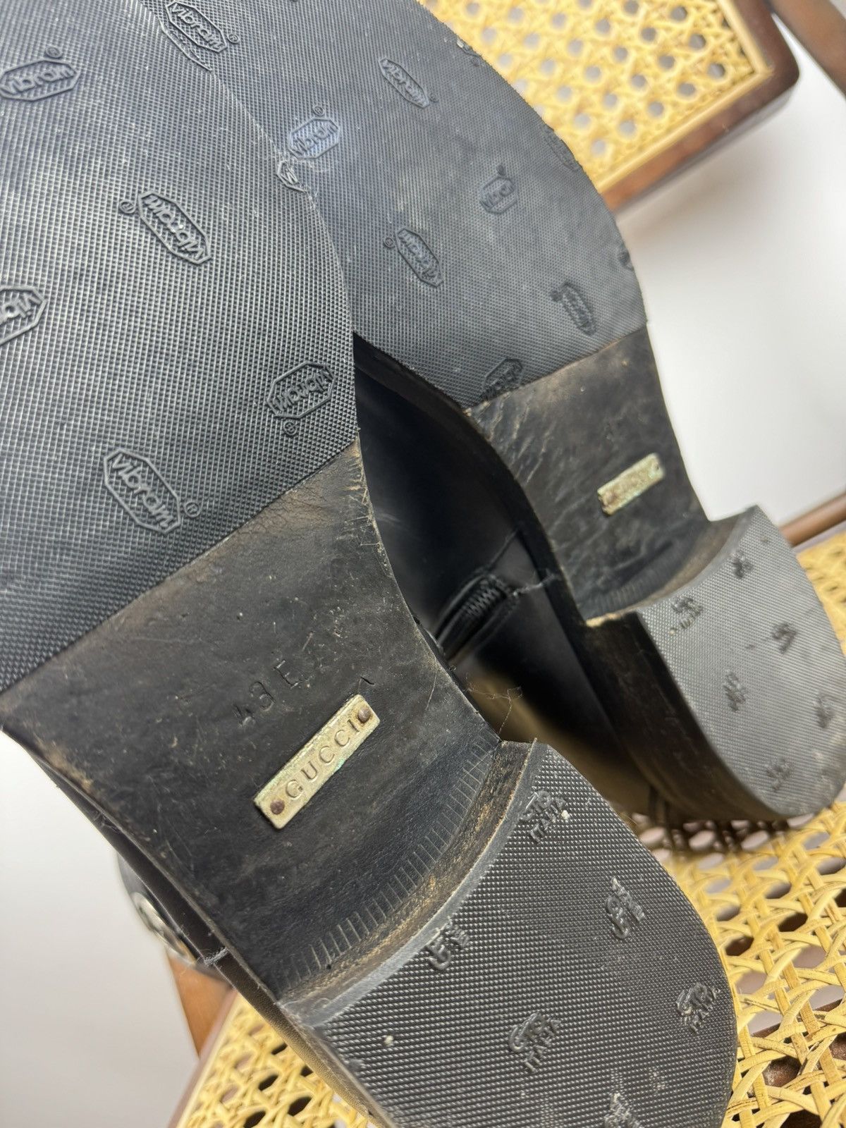 Gucci × Japanese Brand × Vintage Gucci Side Zip Boots Black 12 E Leather GG Logo Chelsea Size US 12 / EU 45 - 8 Thumbnail