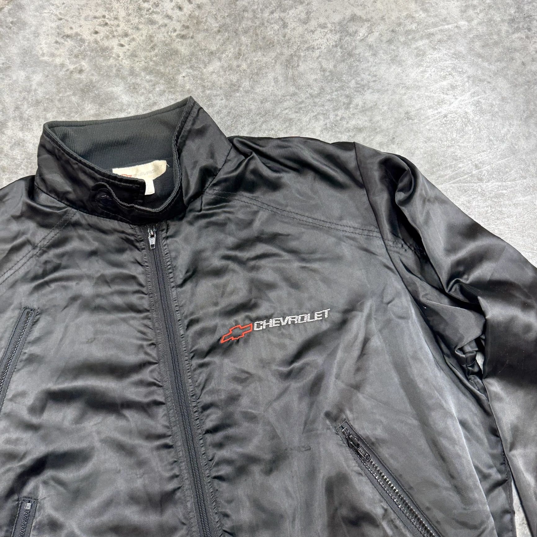 Vintage VINTAGE Chevrolet Motorsports Jacket Mens Large Bomber Chevy Thunder USA 90s Lightning Black Racing Casual Zip Solid Nylon Front Mens Size US L / EU 52-54 / 3 - 4 Thumbnail