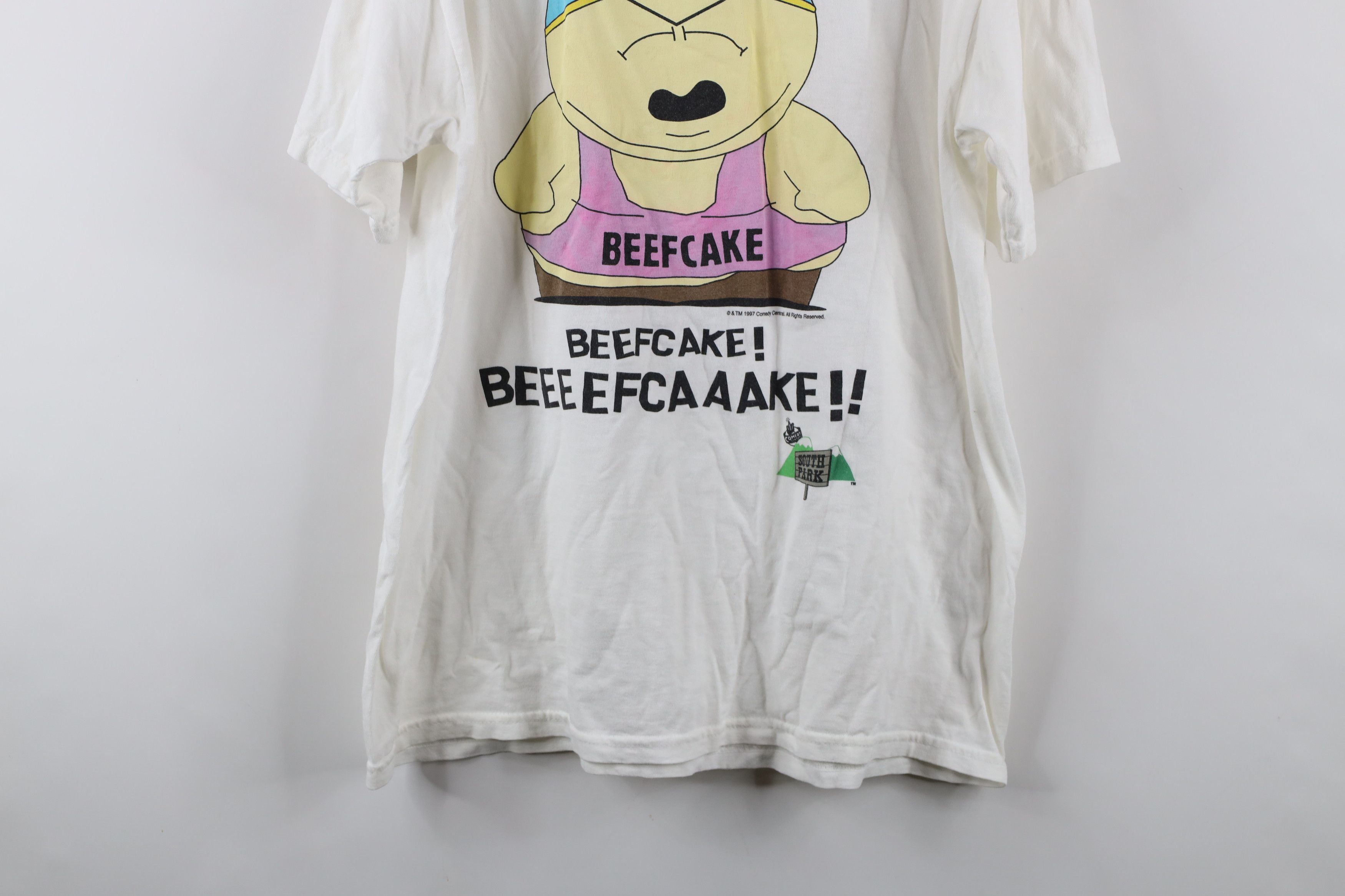 Vintage Vintage 90s Comedy Central Cartman Beefcake T-Shirt White Size US L / EU 52-54 / 3 - 3 Thumbnail