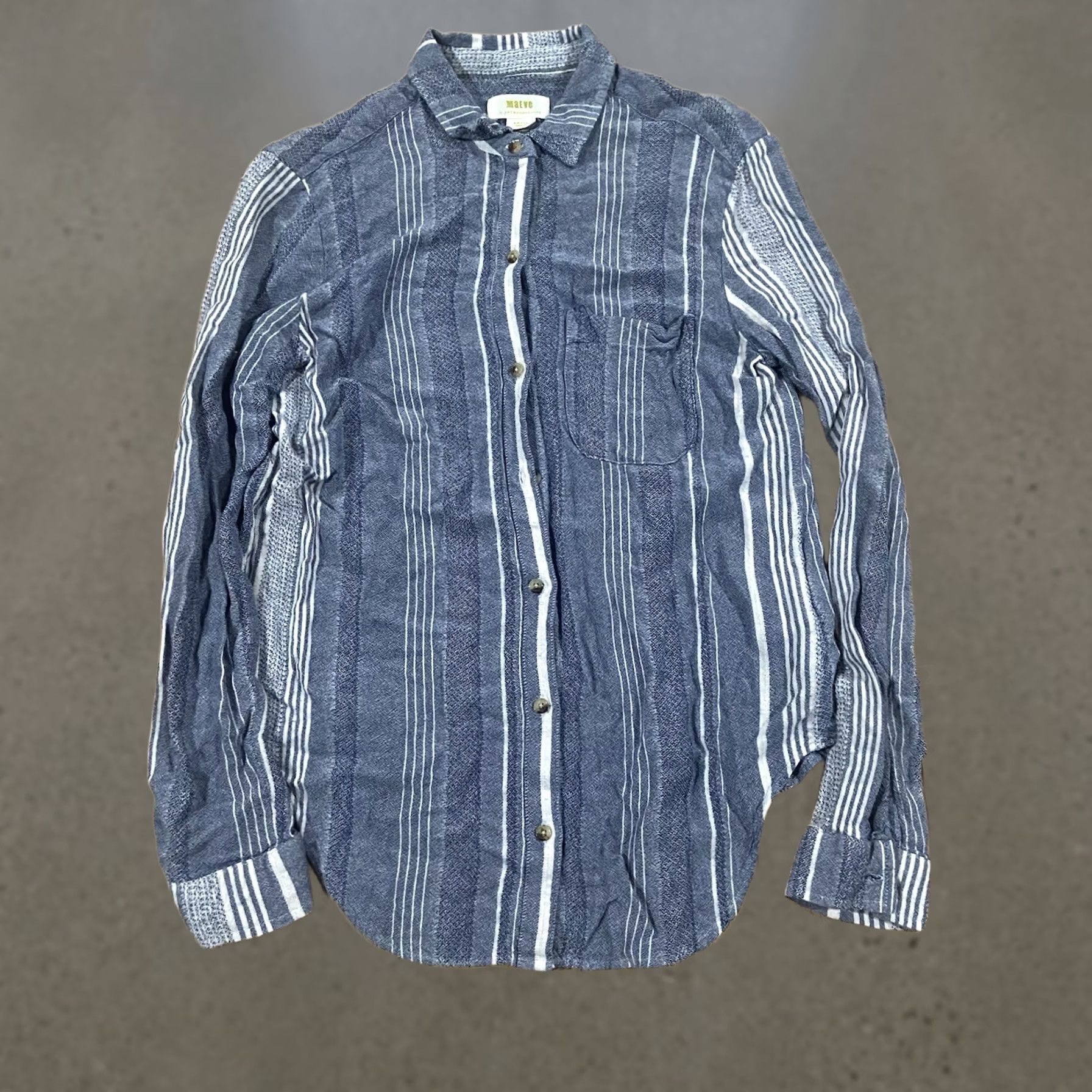 Vintage Maeve Blouse Women S Blue Striped Long Sleeve Button Down Collared Relaxed Fit Shirt Size S / US 4 / IT 40 - 1 Thumbnail