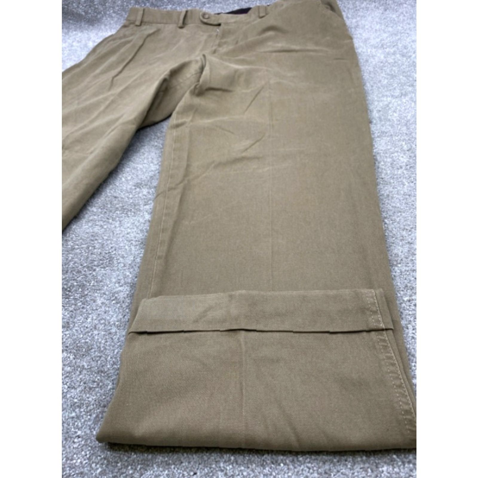 Vintage Hiltl Dress Pants Men's 38x31 Beige Trousers Cuffed Twill Cotton Dress Pants Mens 38 Beige Size US 38 / EU 54 - 4 Thumbnail