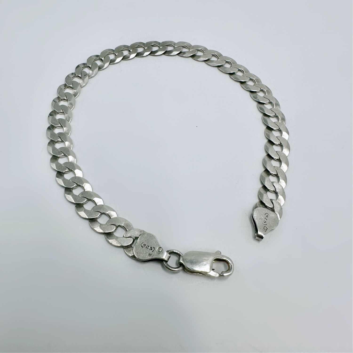 Sterling Silver Vintage 925 Sterling Silver Curb Chain Bracelet Size ONE SIZE - 2 Thumbnail