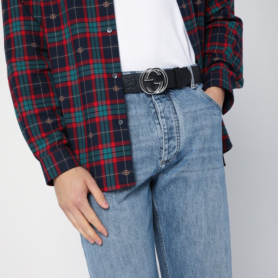 Gucci o1d2blof0525 Size: 110 / GG Leather Belt in Black Size 44 - 2 Thumbnail