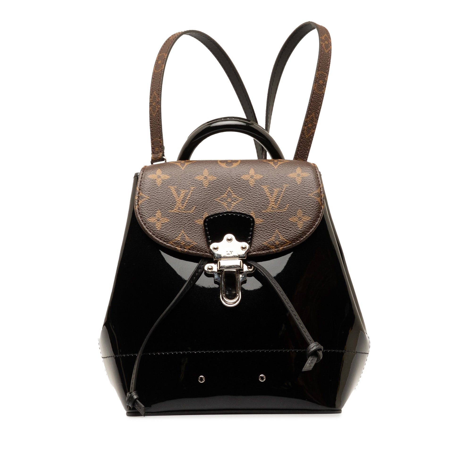 image of Louis Vuitton Monogram Vernis Hot Springs Backpack in Black, Women's