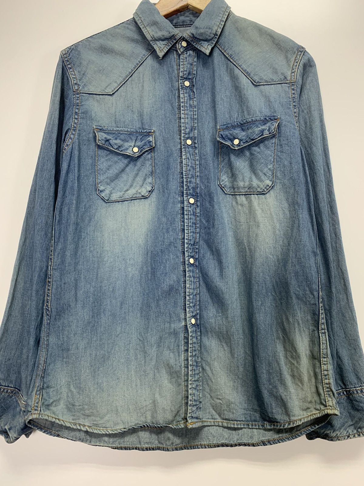 NANO universe Vintage Western Denim Jacket Size US L / EU 52-54 / 3 - 2 Thumbnail