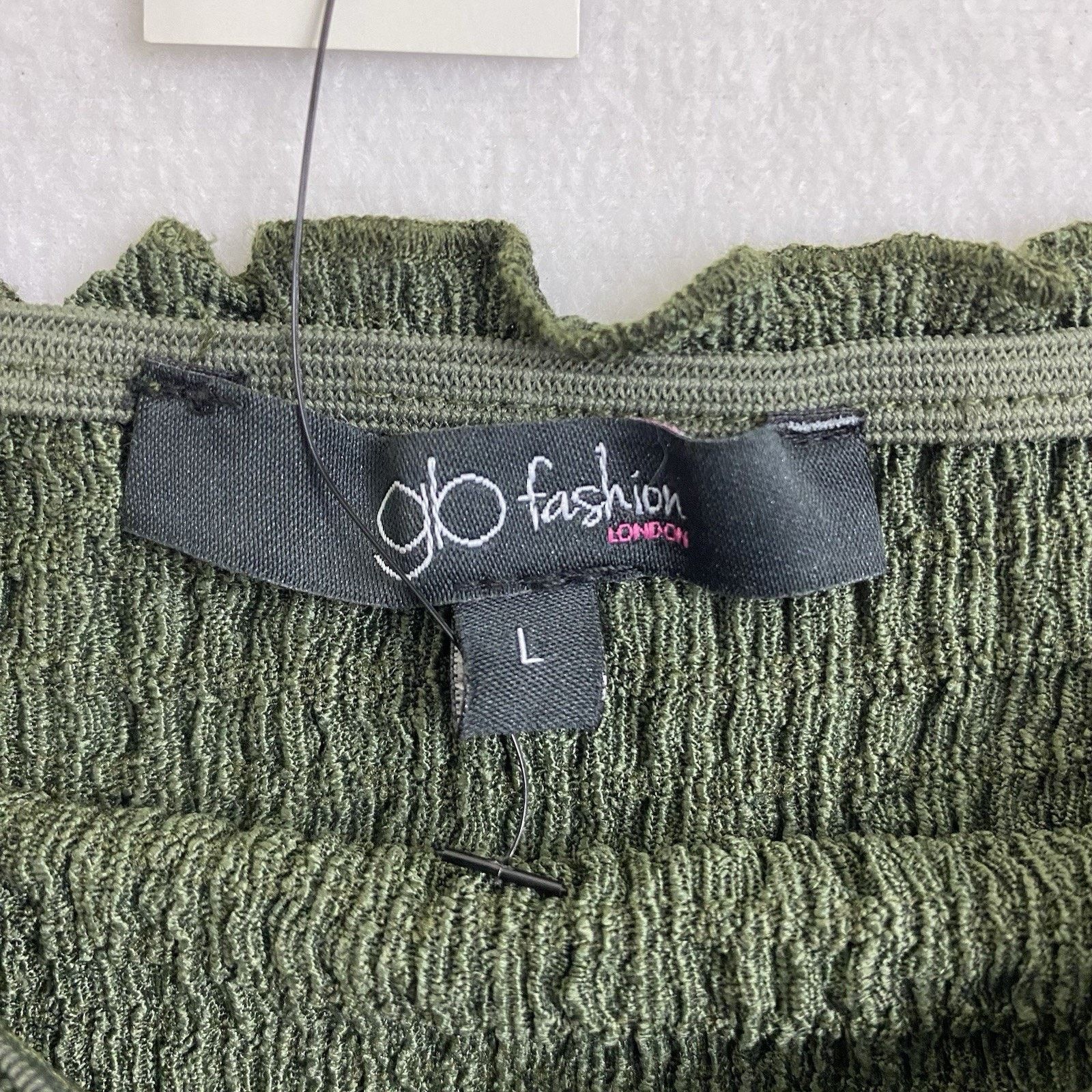 Other Large Olive Green Smocked Crop Tank Top Ruffled Square Neck Size L / US 10 / IT 46 - 2 Thumbnail