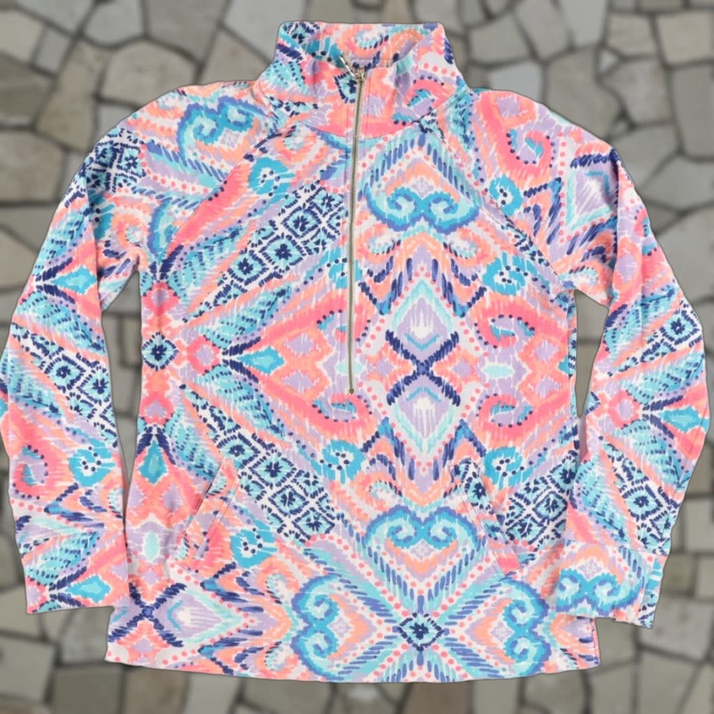 Lilly Pulitzer Lilly Pulitzer Skipper Popover Solar Opposite Stretch All Over Print Mock Long Sleeve Sweater Women's M Size M / US 6-8 / IT 42-44 - 1 Thumbnail