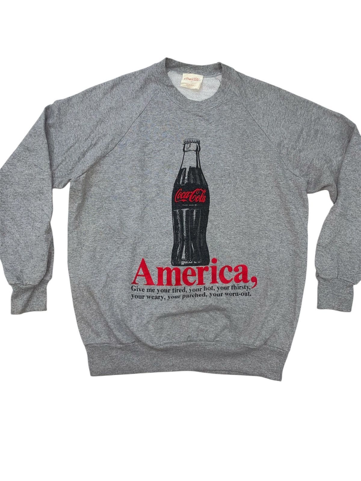 Coca Cola × Vintage Vtg 80s Coca Cola America graphic pullover sweatshirt Size US XL / EU 56 / 4 - 1 Thumbnail