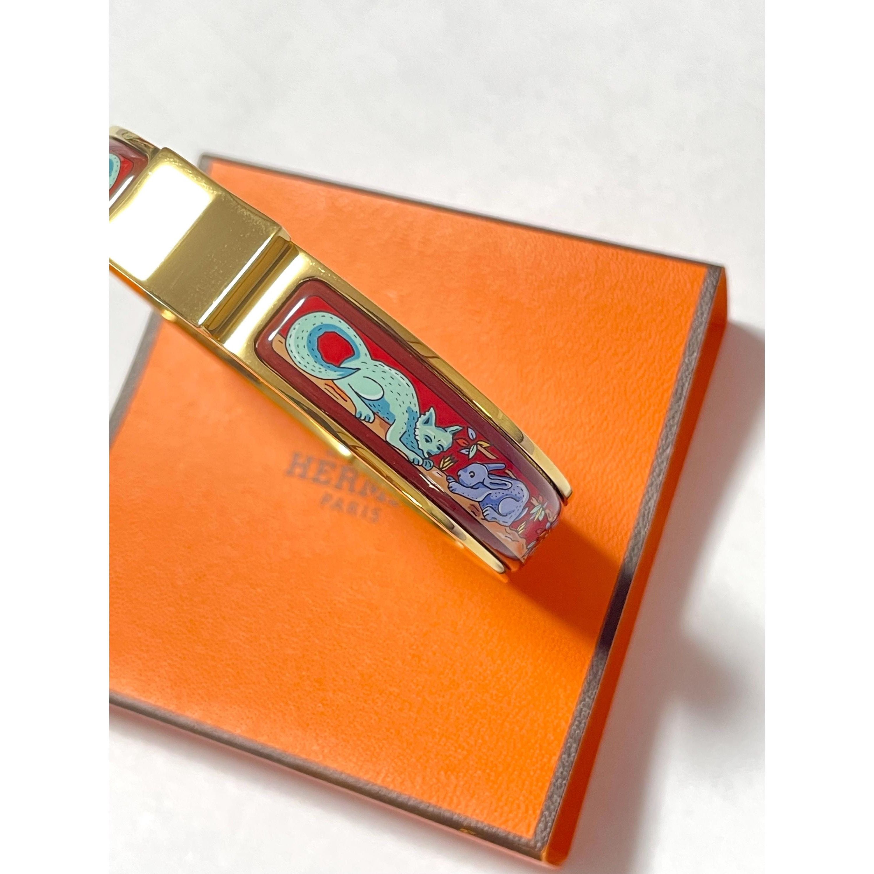 Hermes Vintage Hermes cloisonne enamel golden bangle, rabbit,fox Size ONE SIZE - 3 Thumbnail