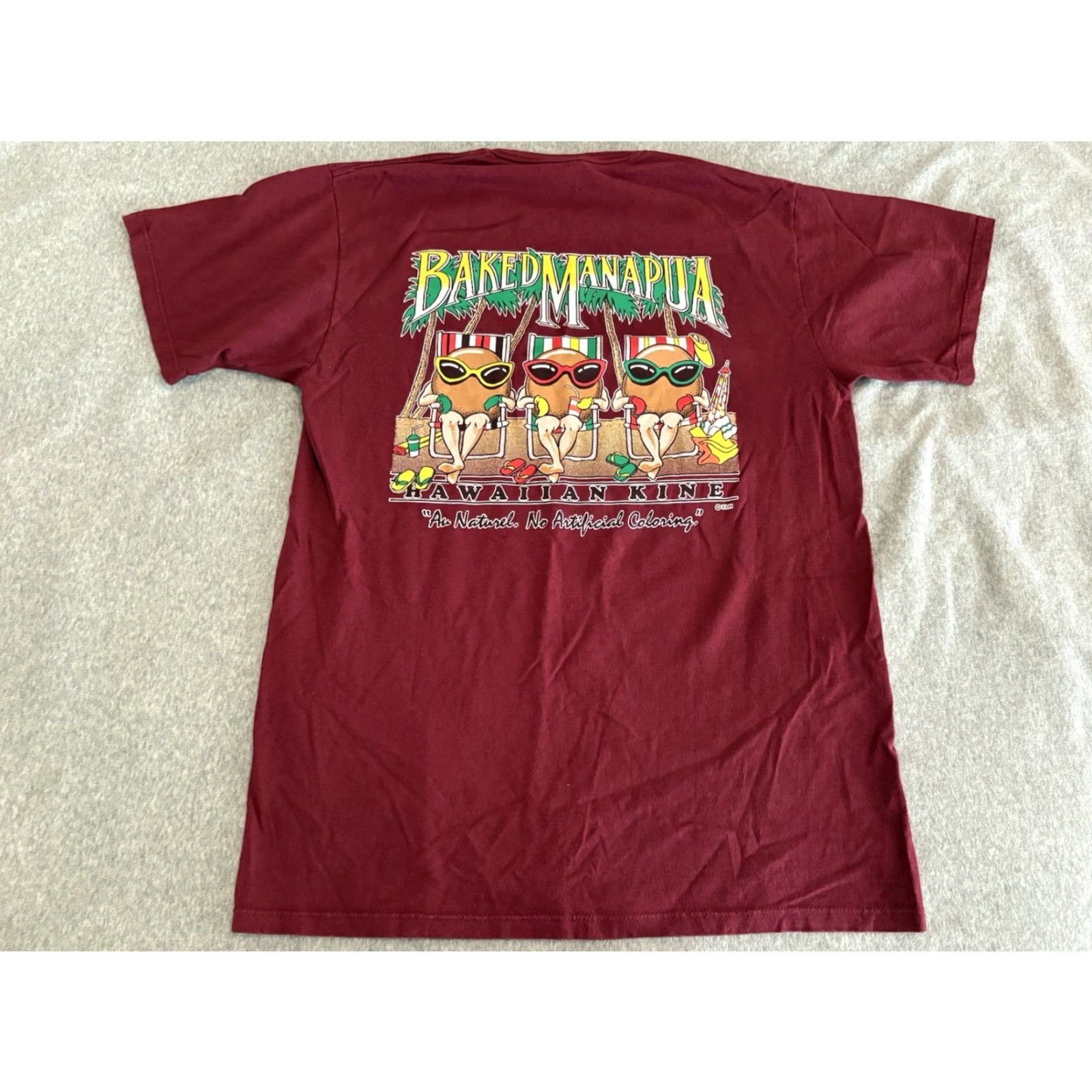 Jerzees VINTAGE Manapua Hawaiian Kine Tee Shirt Shirt Short Sleeve Crew Neck Maroon L Mens Size US L / EU 52-54 / 3 - 2 Thumbnail