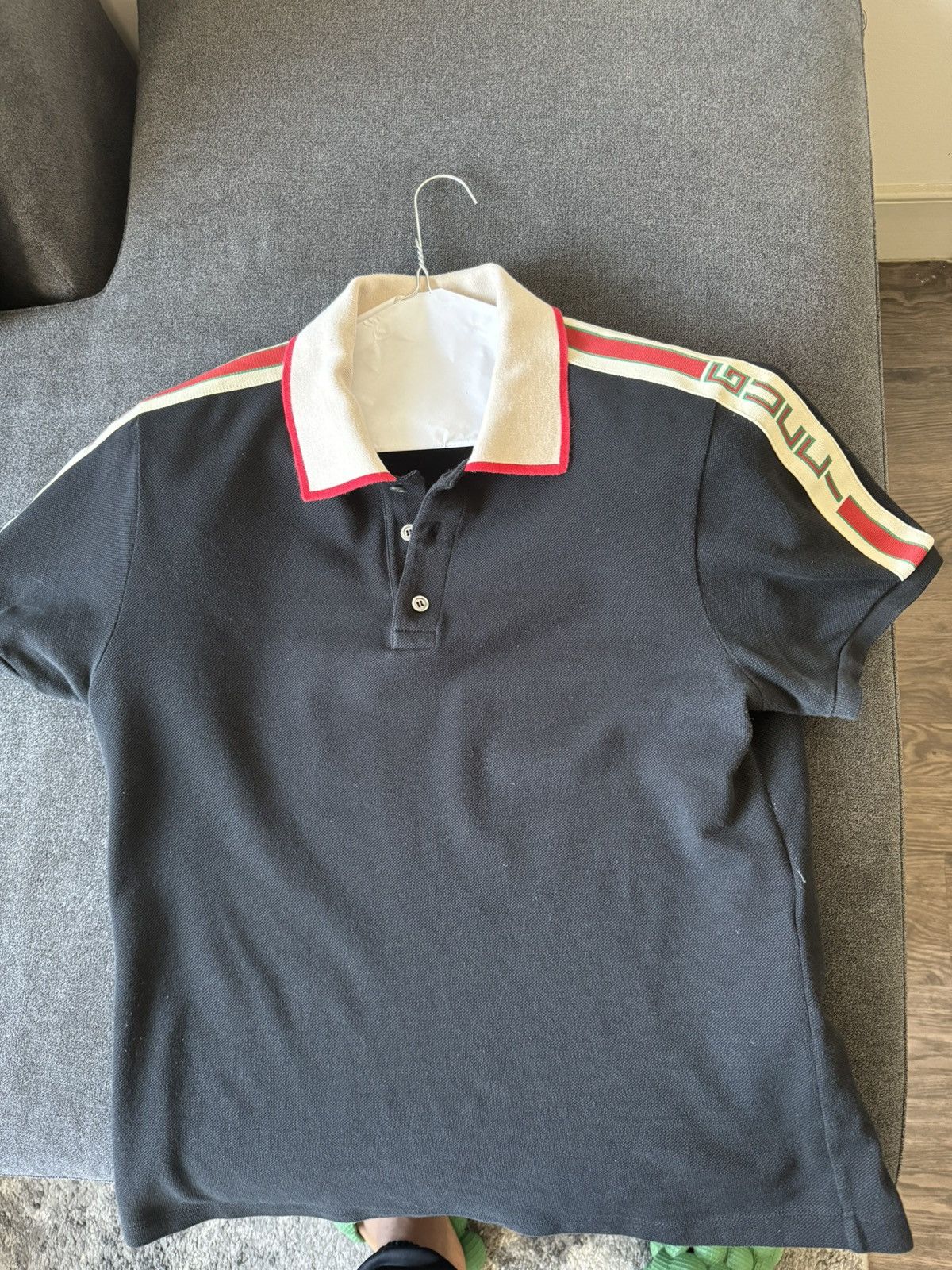 Gucci Black Gucci polo w/stripe Size US L / EU 52-54 / 3 - 1 Thumbnail