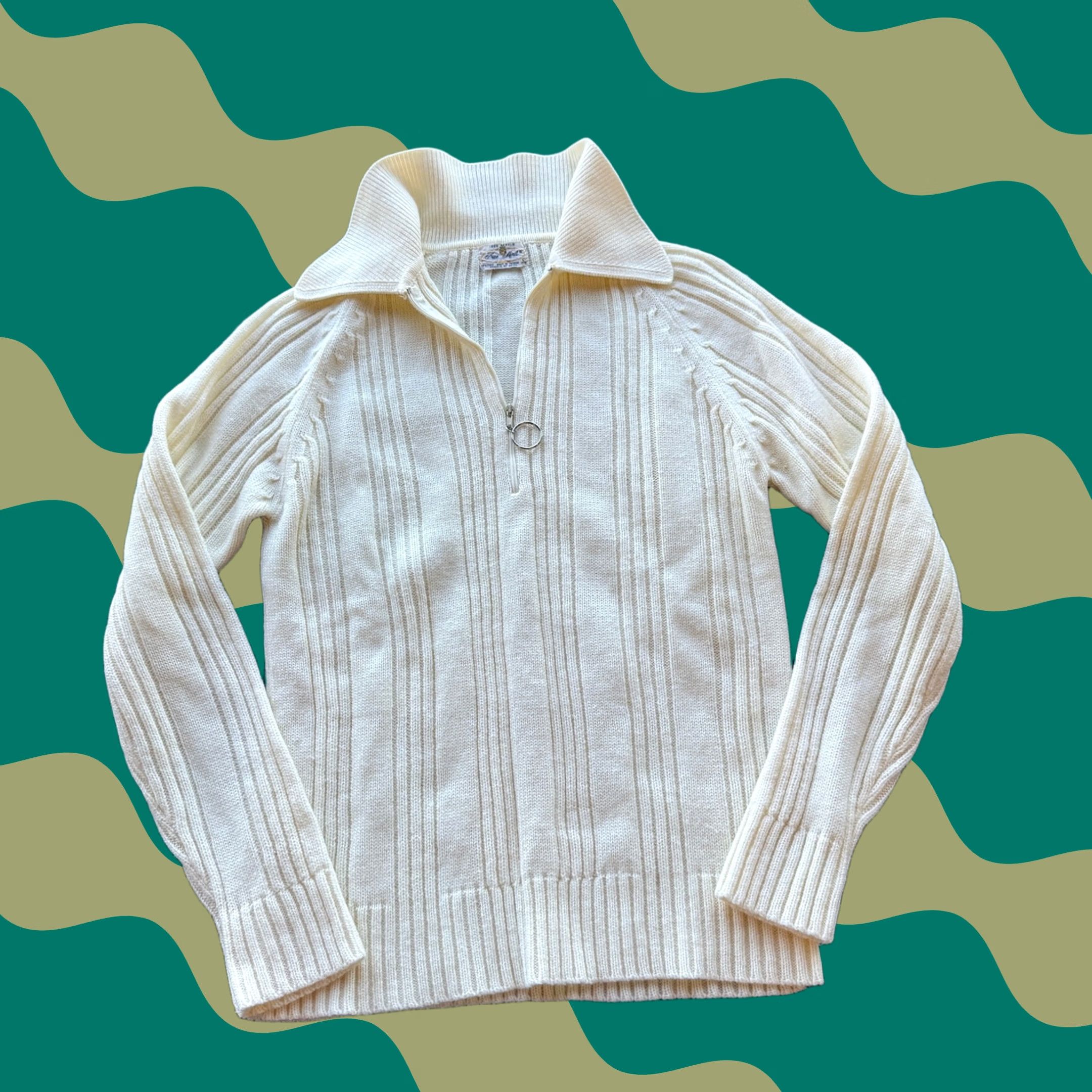 Vintage VINTAGE Y2K White Ribbed Knit Longsleeve 1/4 Zip Fisherman Women's Sweater L Size L / US 10 / IT 46 - 1 Thumbnail