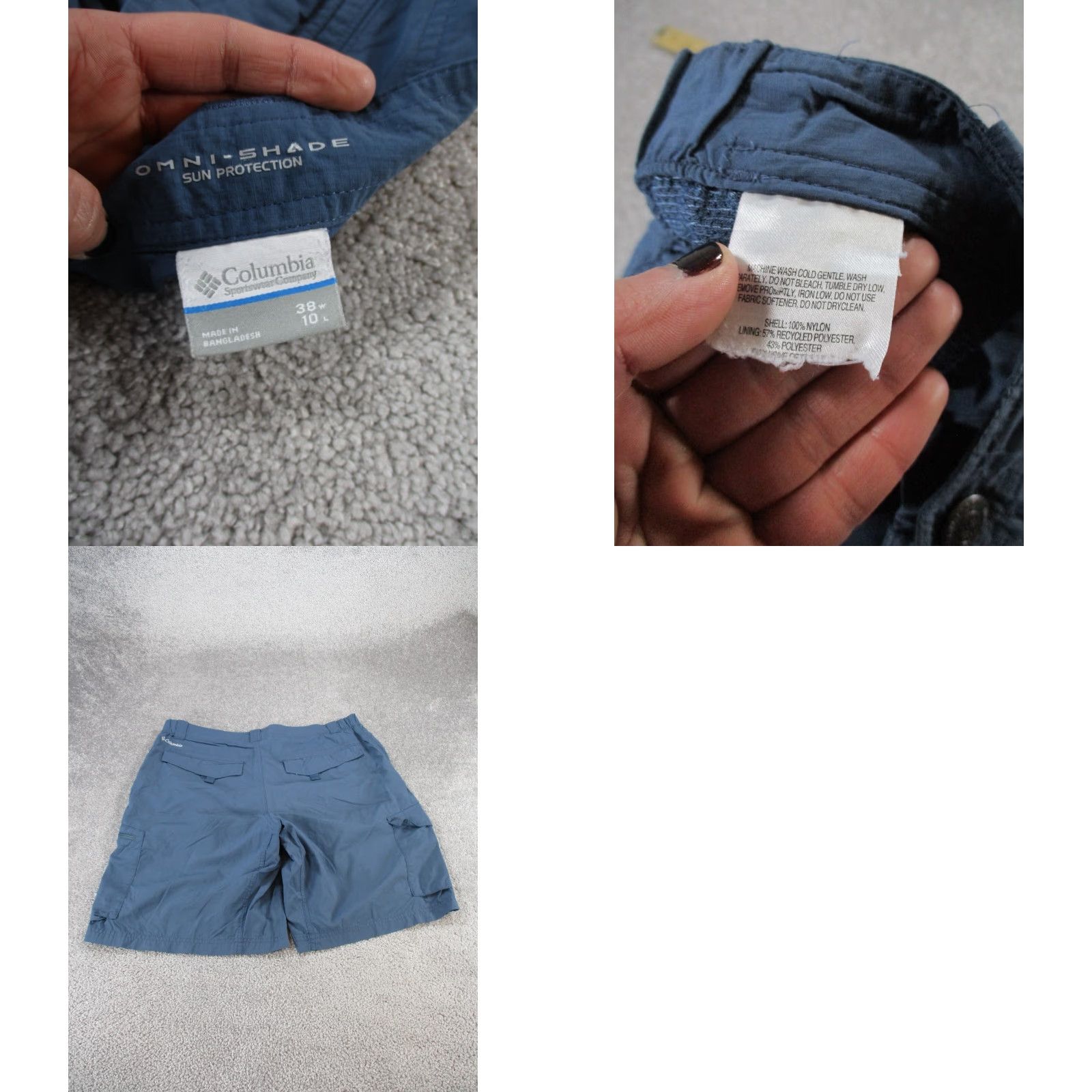 Vintage Columbia Shorts Mens 38 Omnishade Blue Nylon Lightweight Cargo 10" Size US 38 / EU 54 - 8 Thumbnail