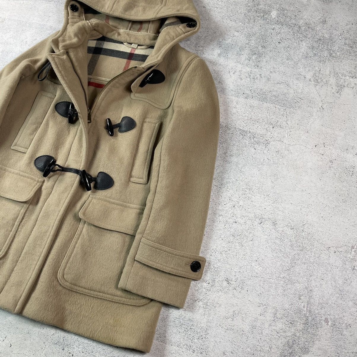 Burberry Brit Check Lined Wool Blend Duffle Coat In Beige