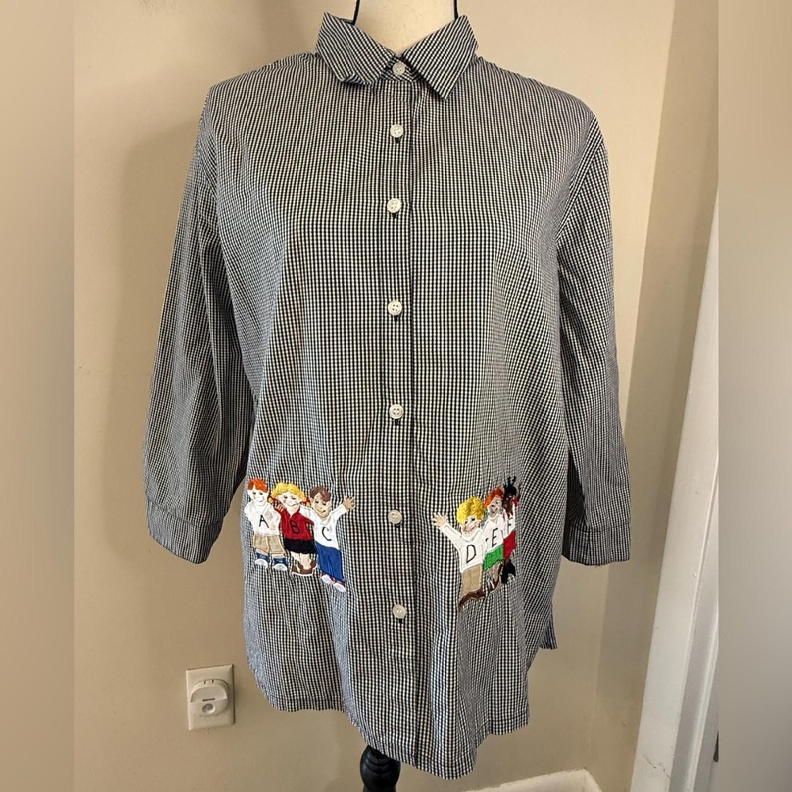 Other Bechamel top black white plaid ABC’s children embroidery M Size M / US 6-8 / IT 42-44 - 1 Thumbnail