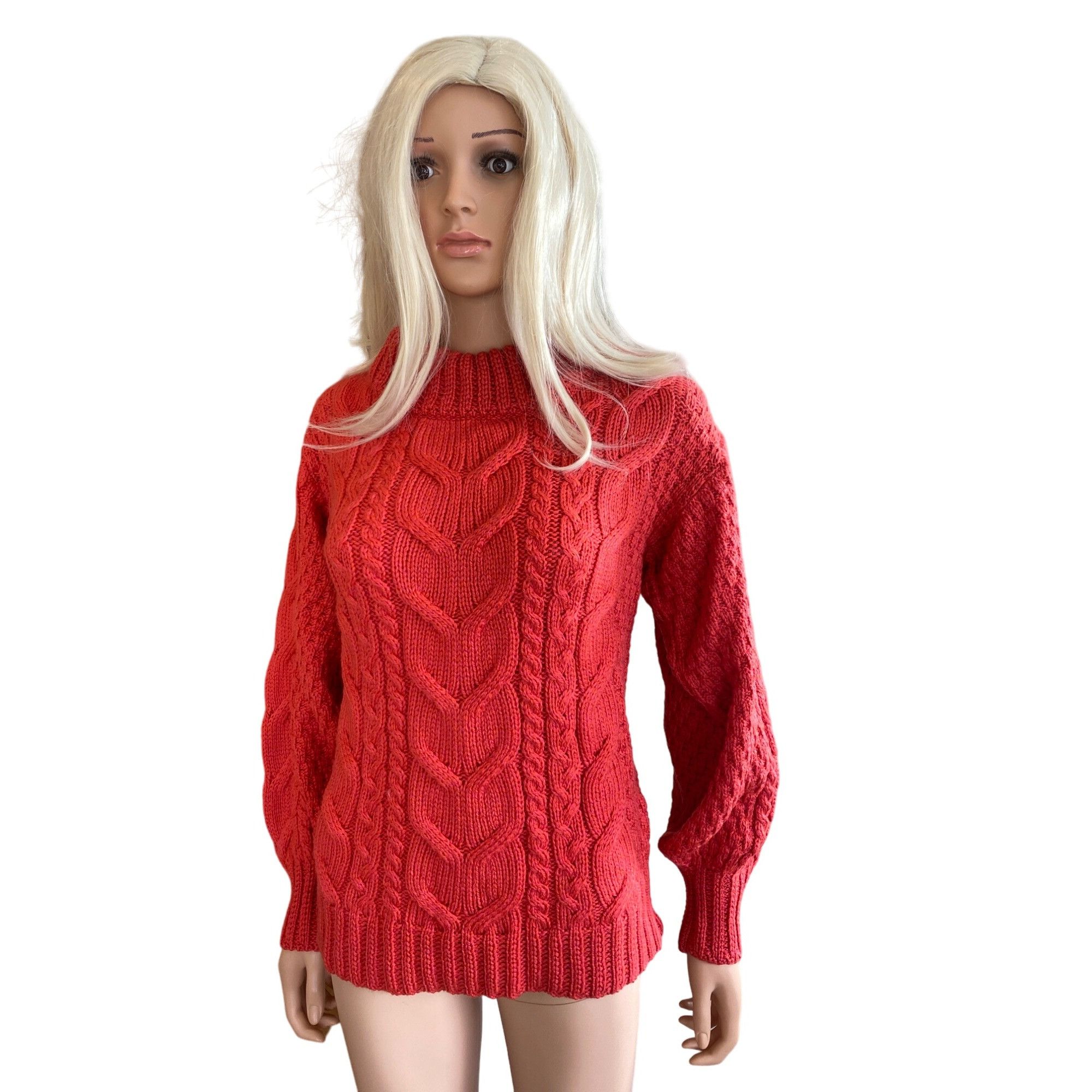 Other NWT Aran Woollen Mills Red Cable-knit Crew Neck Merino Sweat Size S / US 4 / IT 40 - 14 Thumbnail