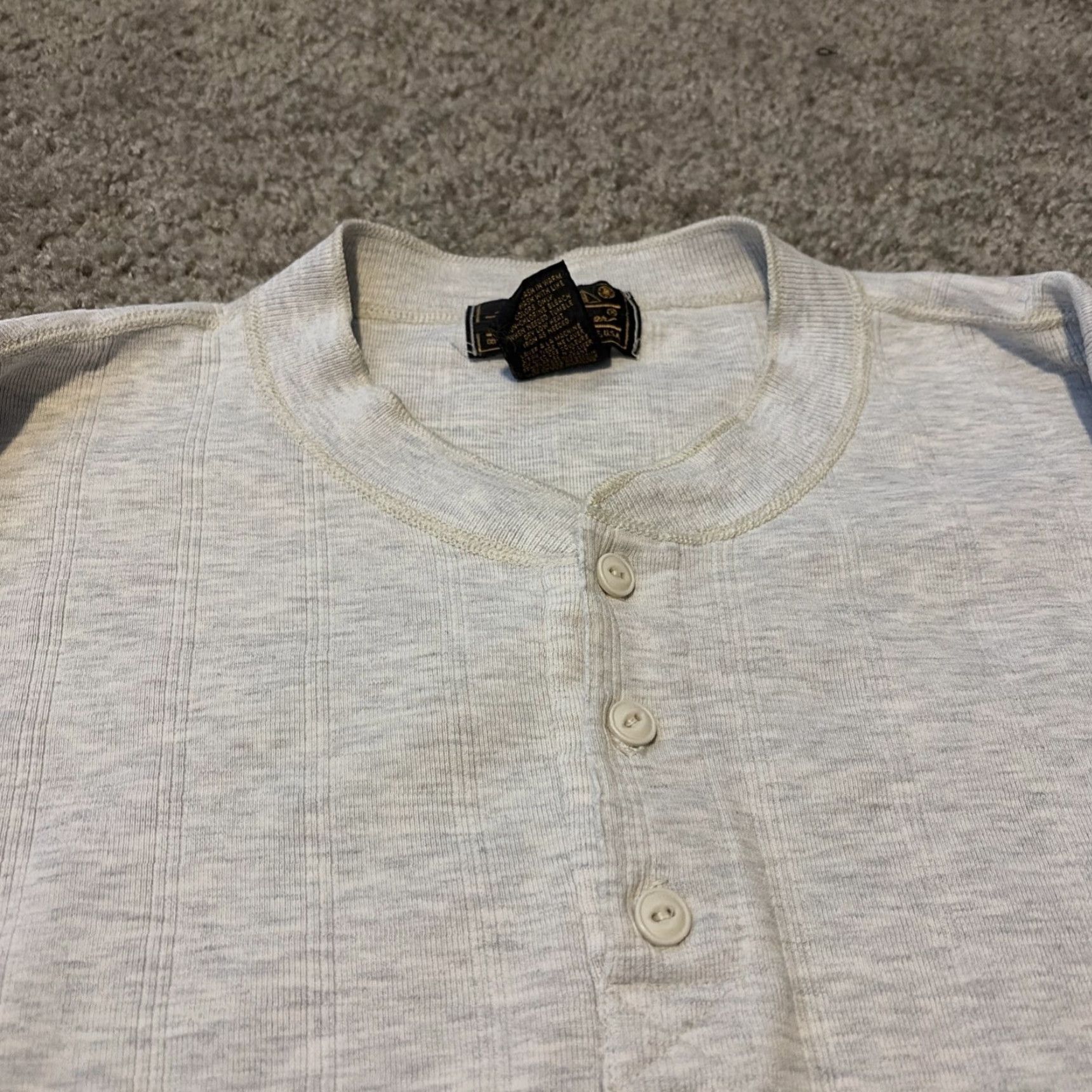 Eddie Bauer VINTAGE Eddie Bauer Grey Long Sleeve Henley Heavyweight Shirt XL Tall Mens 90s Size US XL / EU 56 / 4 - 4 Thumbnail