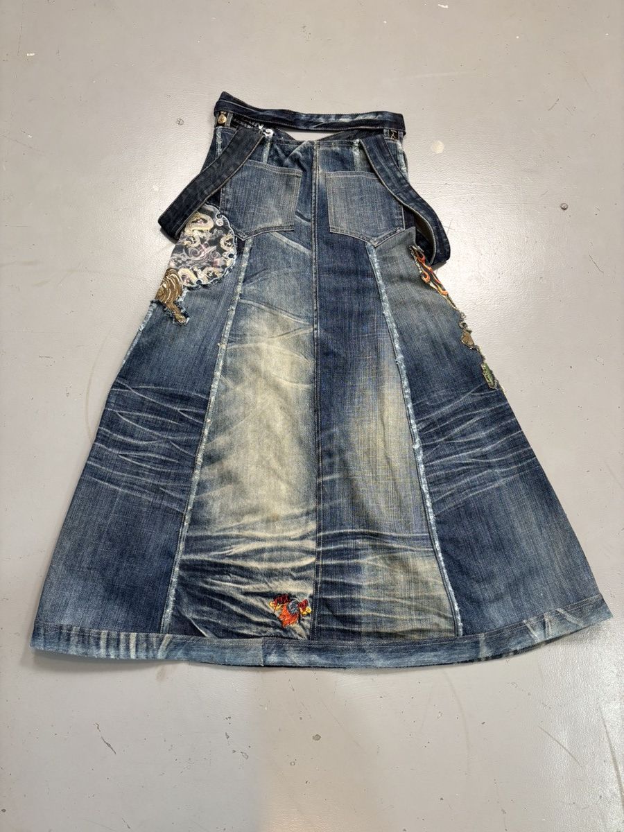 Japanese Brand Vintage Japanese embroidered reworked nomad denim skirt Size 28" / US 6 / IT 42 - 14 Thumbnail