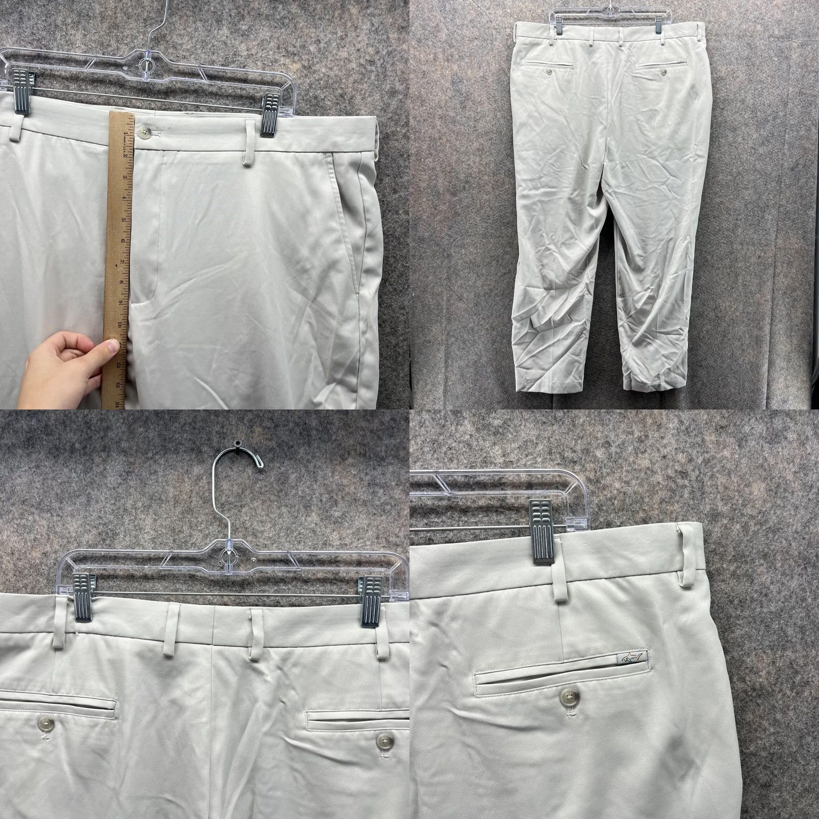 Vintage Greg Norman Pants Men 42x30 Chino Flat Front Beige Polyester Flat Front Casual/Business/Workwear 42 Beige Mens Regular Pants Size US 42 / EU 58 - 8 Thumbnail