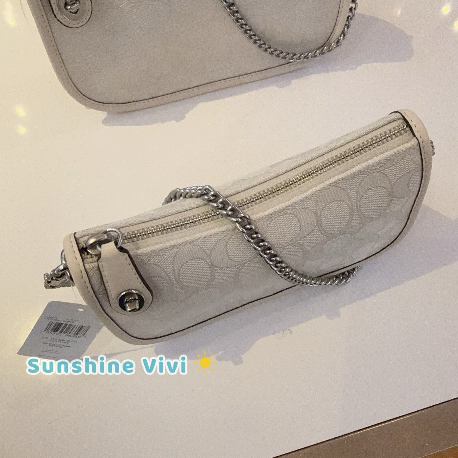 Coach NWT Coach Signature Swinger 20 Silver/Cloud Chalk can77 Size ONE SIZE - 3 Thumbnail