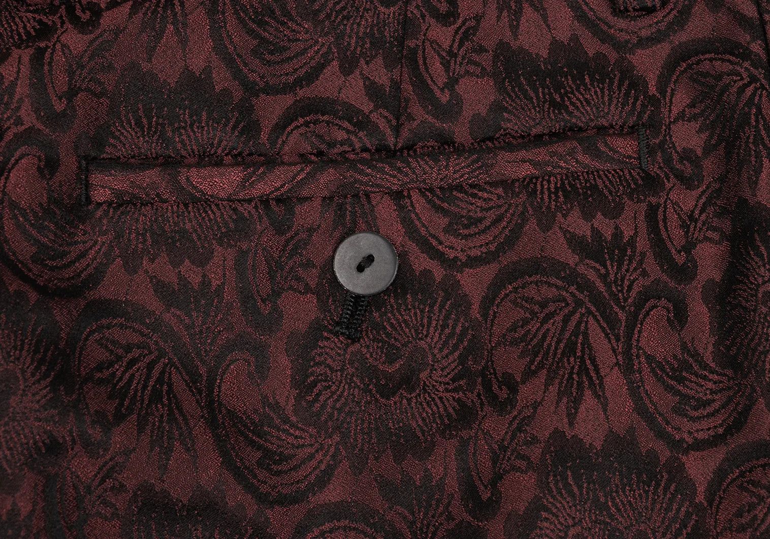 Jean Paul Gaultier Damask Jacquard Tapered Pants in Wine, Size 46 Size US 30 / EU 46 - 9 Thumbnail