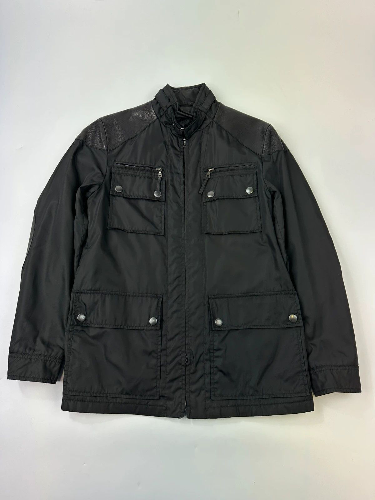 Prada Prada Milano Black Nylon & Leather Cargo Pockets Long Jacket Size M / US 6-8 / IT 42-44 - 1 Thumbnail