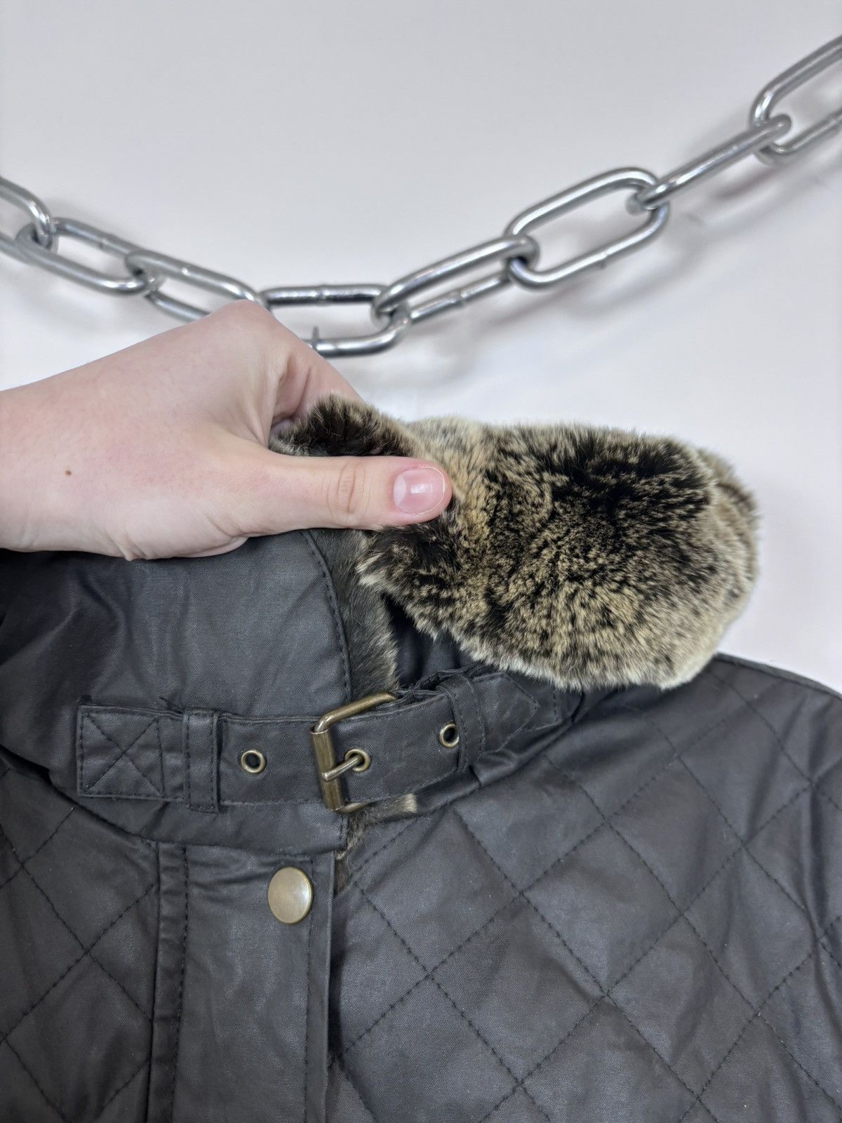 Belstaff Belstaff Gold Label Women’s Black Waxed Jacket Fur Trim Size L / US 10 / IT 46 - 5 Thumbnail