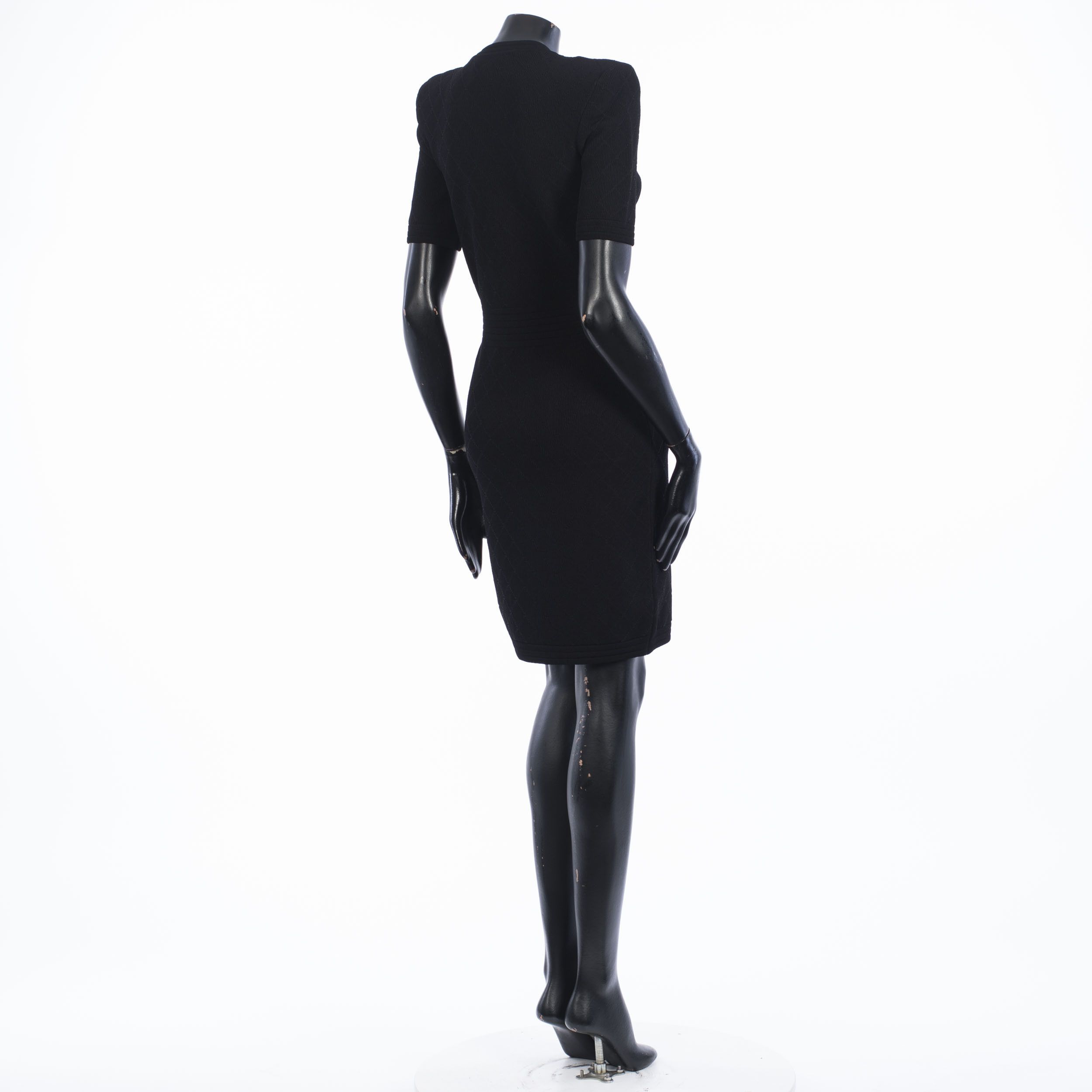 Balmain Short Black Knit Dress With Gold-tone Zip Fastening Size M / US 6-8 / IT 42-44 - 6 Thumbnail