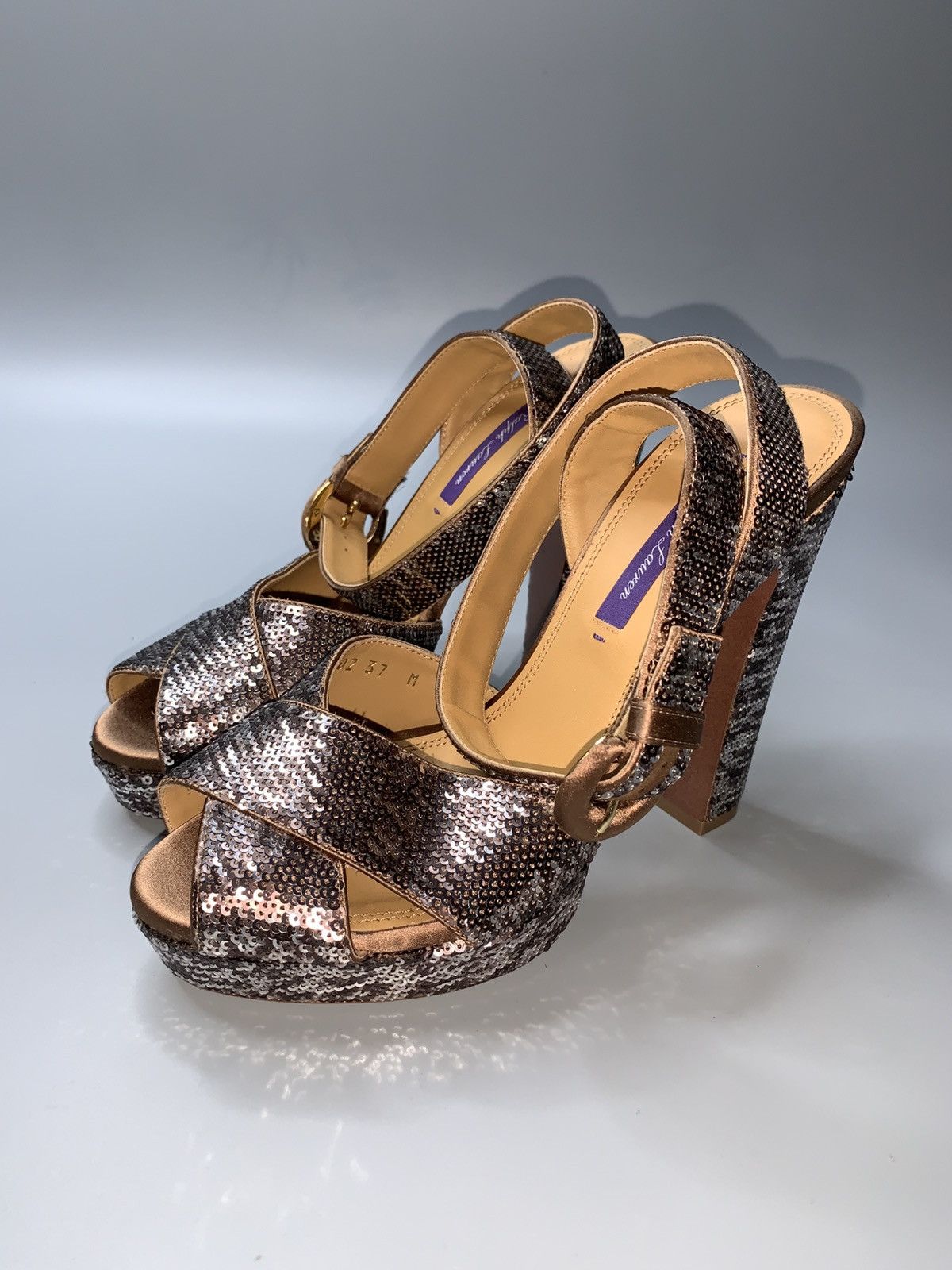 Ralph Lauren Purple Label Ralph Lauren Purple Label Sequined Flatforms Sandals Size US 7 / IT 37 - 2 Thumbnail