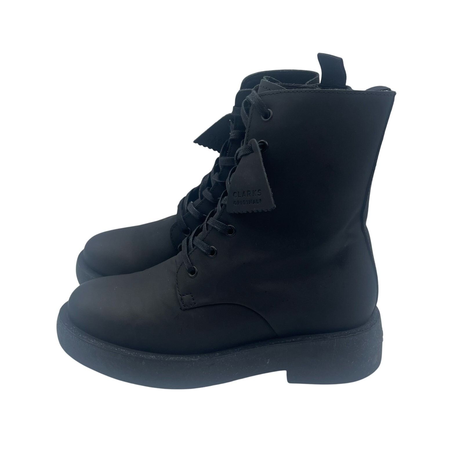 Clarks Clarks Portugal Black Leather Lace Up Tall Boots Womens 7.5 Size US 7.5 / IT 37.5 - 1 Thumbnail