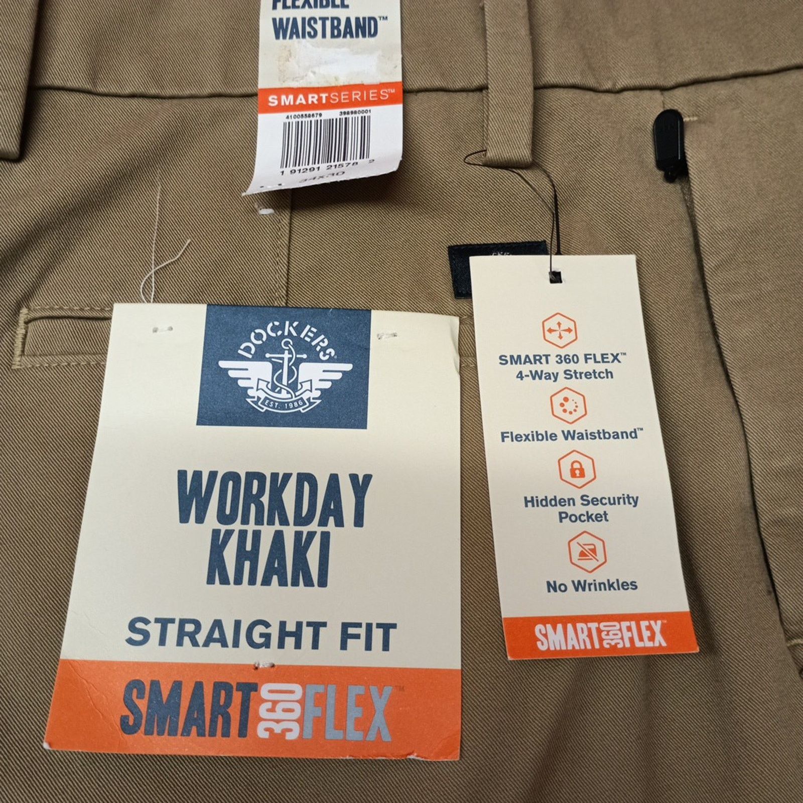 Dockers Dockers Workday Khakis Straight Fit Men's 34x30 Tan Stretch Size US 34 / EU 50 - 2 Thumbnail