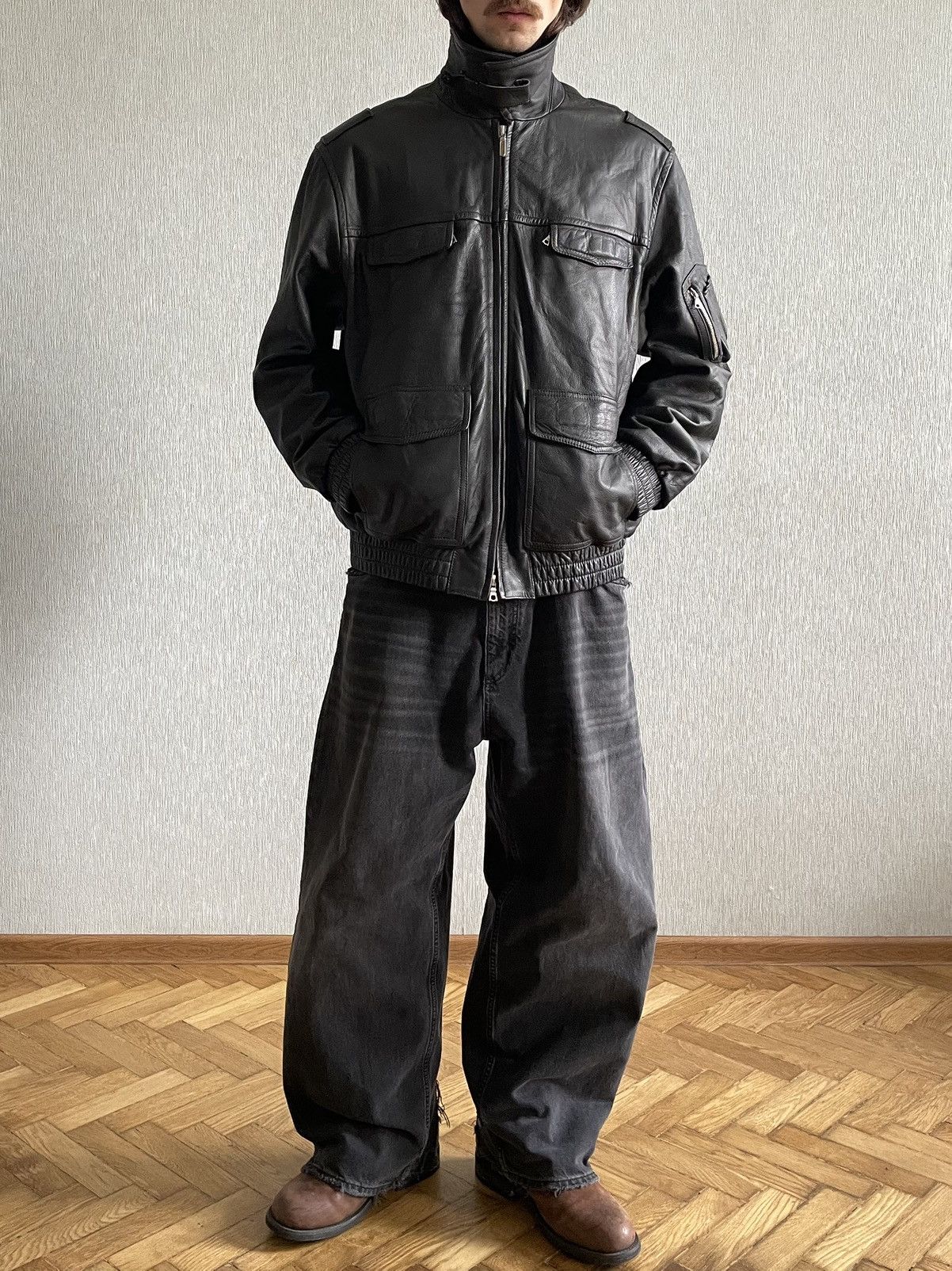 Vintage 1994 German Police Officer’s Jacket; Tanned Lambskin; Riri Size US XXL / EU 58 / 5 - 17 Thumbnail