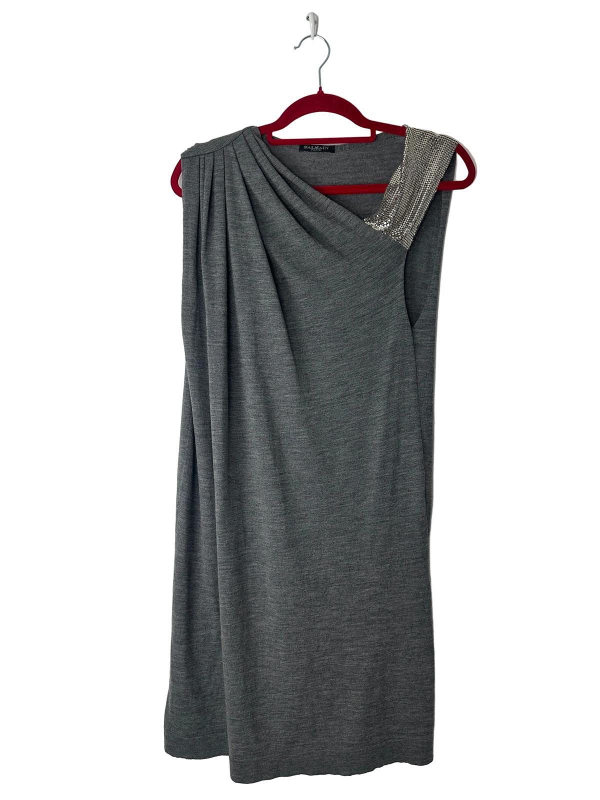 Balmain Balmain Grey Wool Chainmail Strap Dress Size S / US 4 / IT 40 - 5 Thumbnail