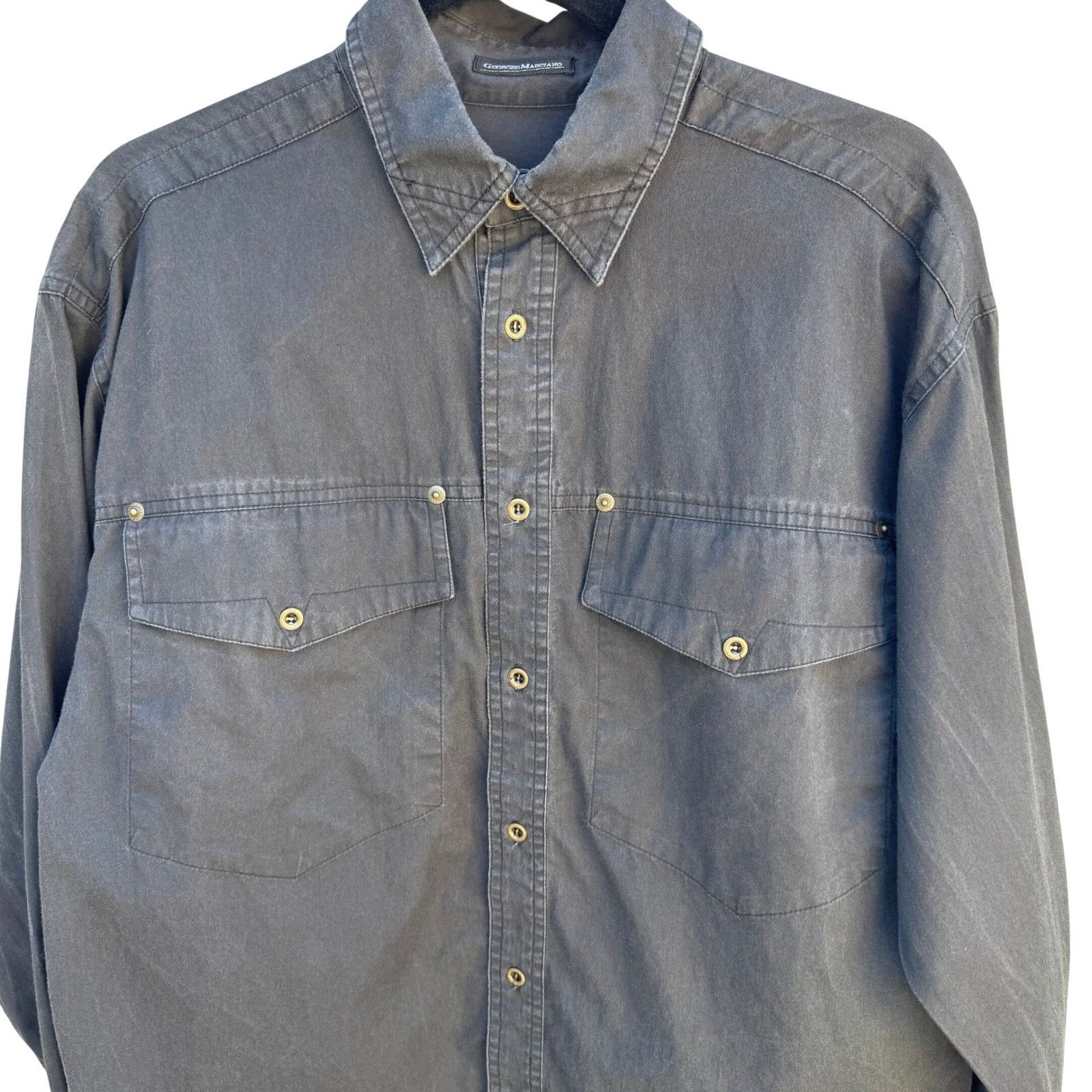 Georges Marciano Georges Marciano Vintage Mens M Charcoal Long Sleeve Button Size US M / EU 48-50 / 2 - 3 Thumbnail