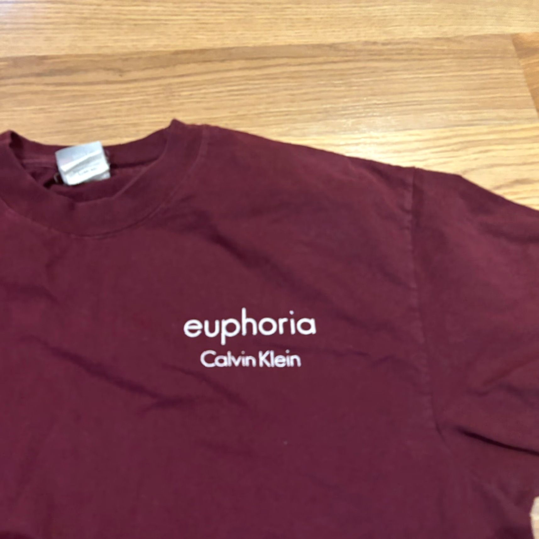 Calvin Klein VINTAGE Calvin Klein Euphoria T-Shirt Maroon Short Sleeve Crew Neck Beefy Tag Mens L Size US L / EU 52-54 / 3 - 2 Thumbnail