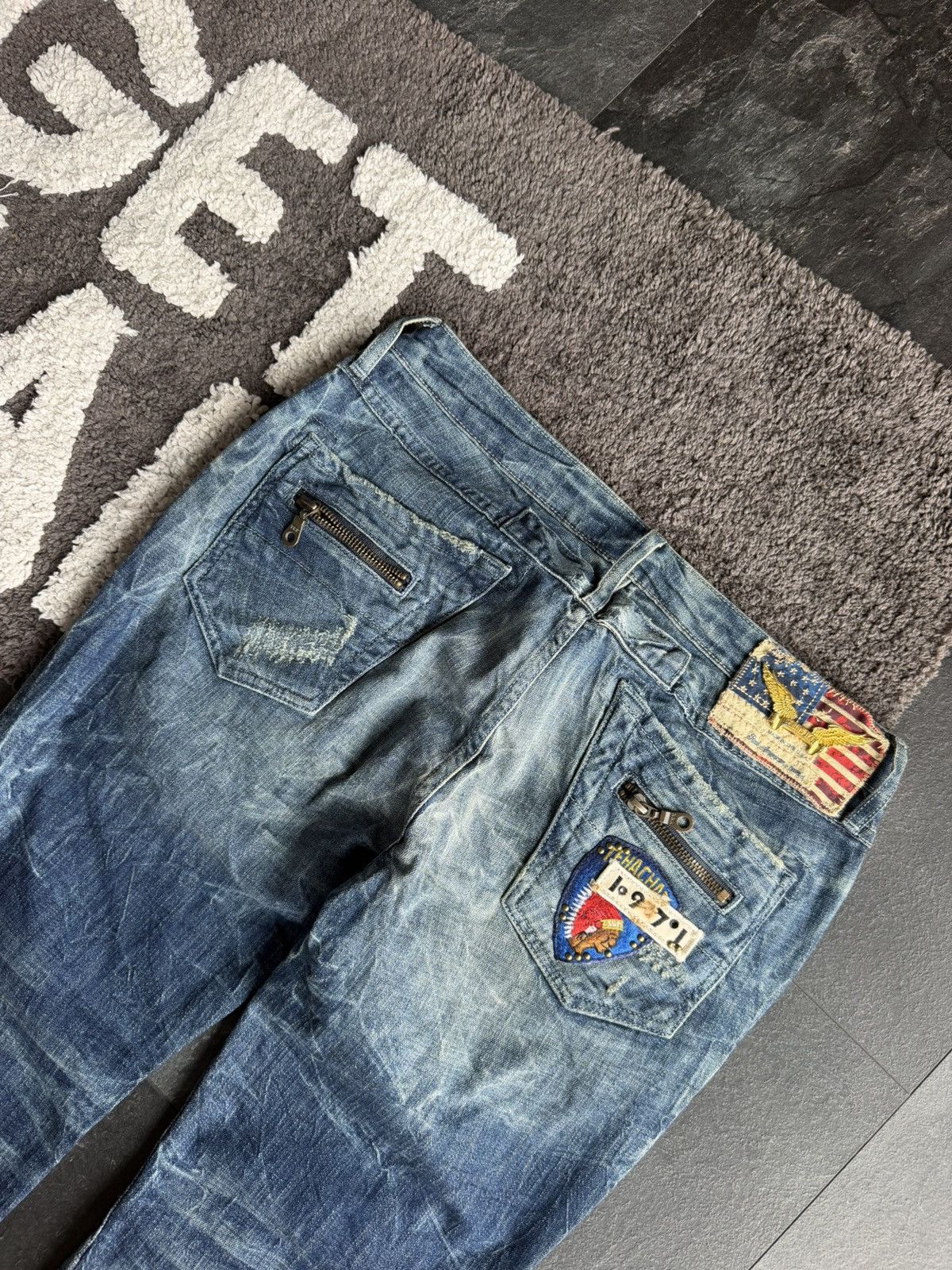 Robins Jeans Robin’s Jean Moto Denim Y2K Avant-garde Blue Jeans L Size US 31 - 7 Thumbnail