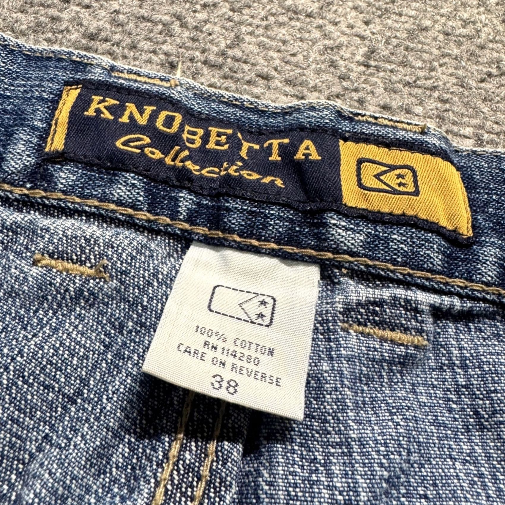 Denime Knobetta Jeans Men 34x30 Light Wash Wide-Leg Denim Blue Graphic Cotton Jeans Mens 34x30 Blue Size US 34 / EU 50 - 4 Thumbnail