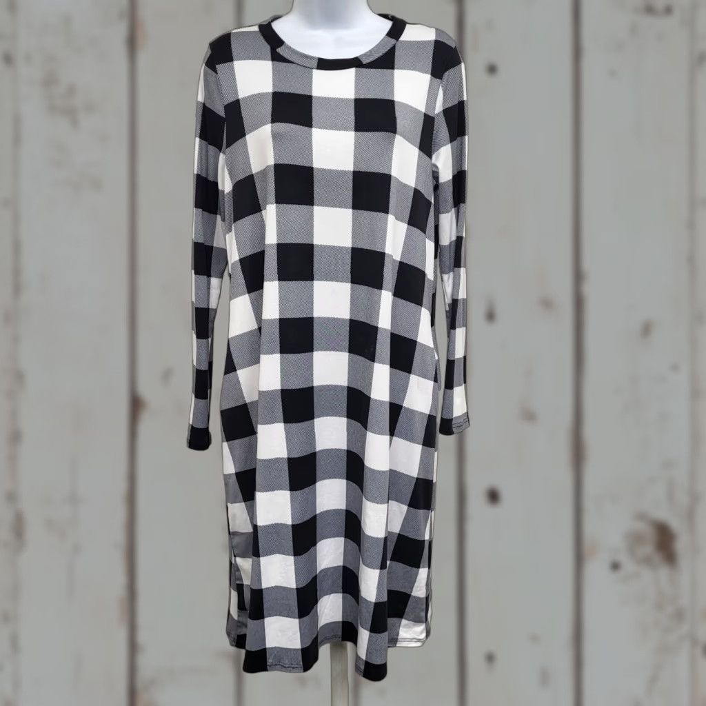 Vintage Cream & Sugar Dress Buffalo Plaid Long Sleeves 2 Pockets 40" Women's Size Medium A-Line Casual Vestment (If "Vestment" not allowed) Size M / US 6-8 / IT 42-44 - 1 Thumbnail