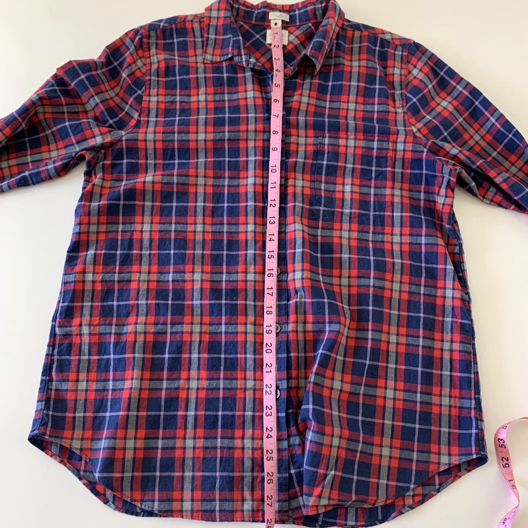 J.Crew J. Crew Boy Fit Long Sleeve Plaid Shirt Women L Blue Red Button-Up Col﻿or: Blue Size L / US 10 / IT 46 - 6 Thumbnail