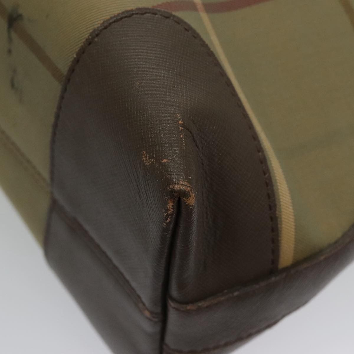 Burberry Nova Check Hand Bag Canvas Leather Brown Gold