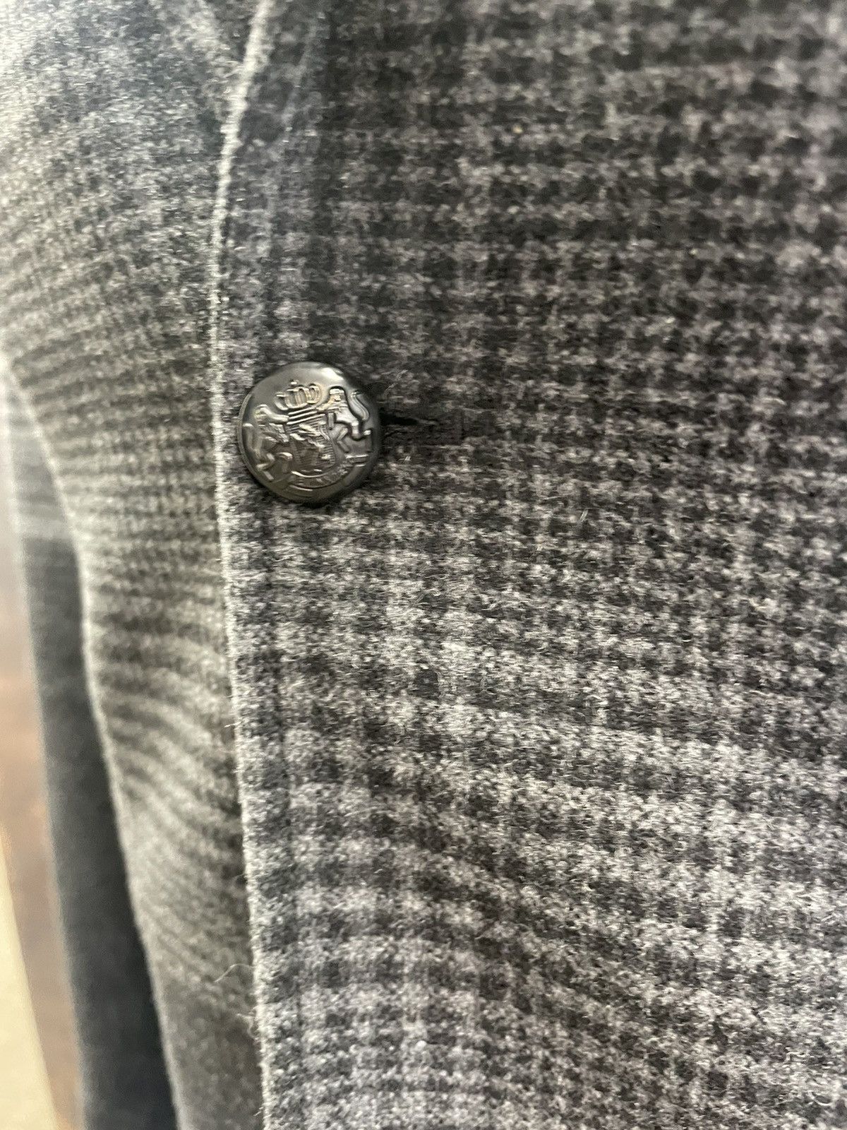 John Varvatos Leather Trim Plaid Felted Wool Jacket Size 40R - 3 Thumbnail